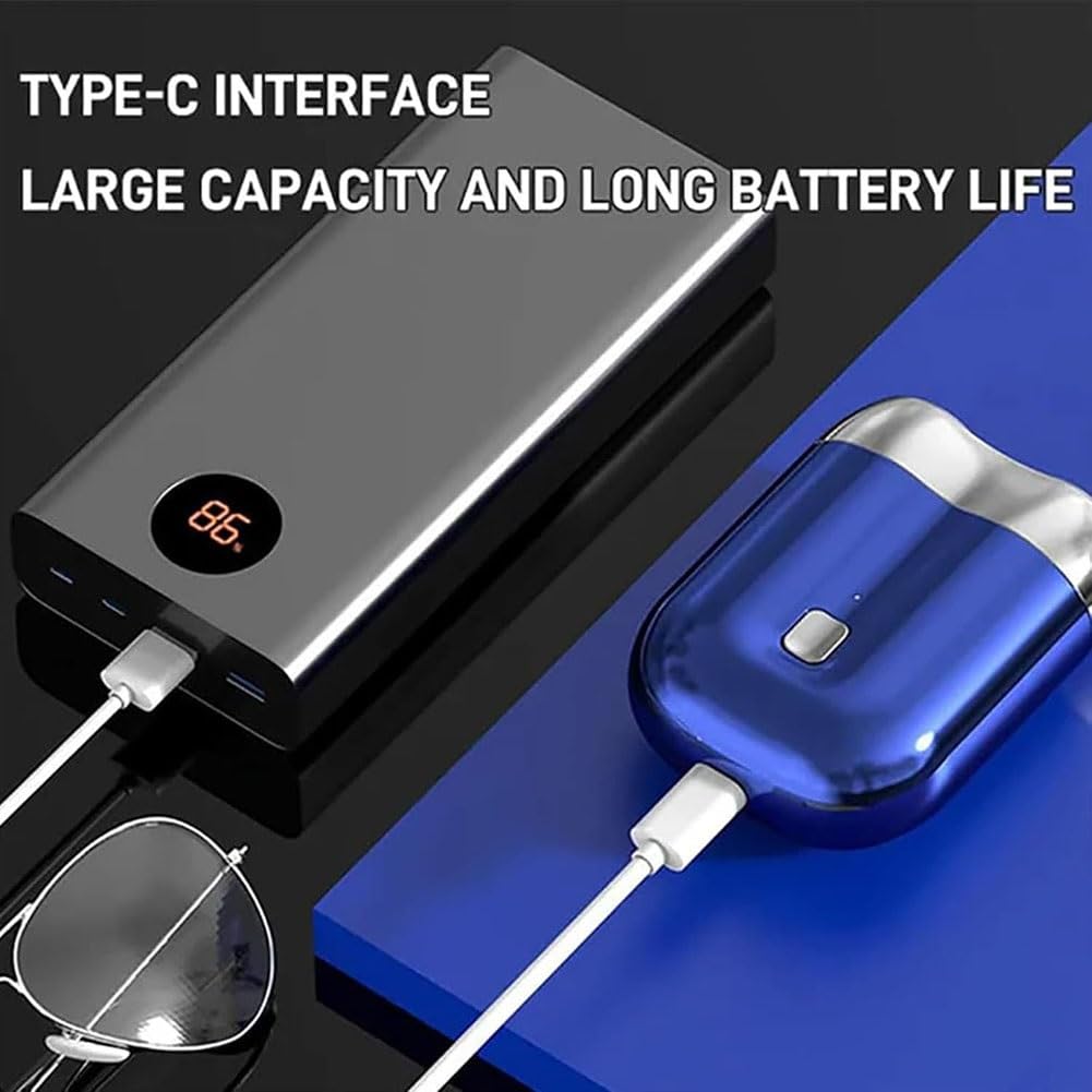 Rechargeable Waterproof Electric Razor for Men - Mini Double Head USB Shaver with Magnetic Detachable Design, Portable Travel & Home Use - Perfect for Business Trips, Gym, and Daily Grooming