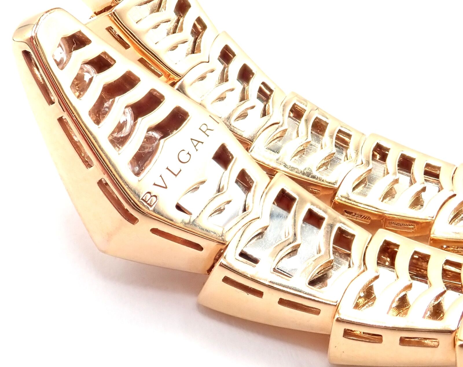 Authentic Bulgari Bvlgari Serpenti Viper 18k Rose Gold Diamond Bangle Bracelet for Women - Luxury Italian Jewelry Gift for Anniversary, Wedding & Special Occasions