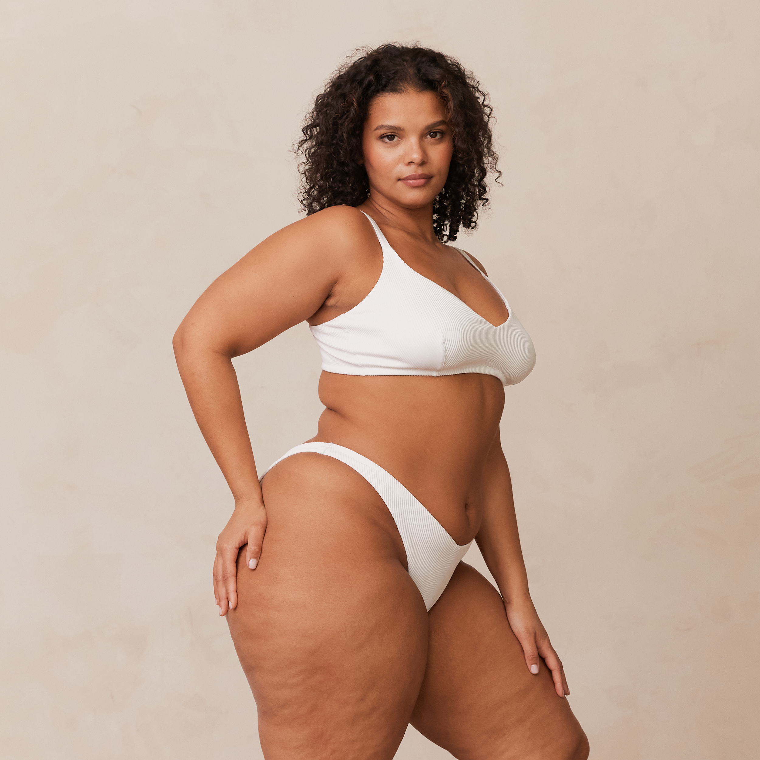 Ribbed Triangle Bra - Comfortable White Bralette for Women | Perfect for Yoga, Lounge & Everyday Wear