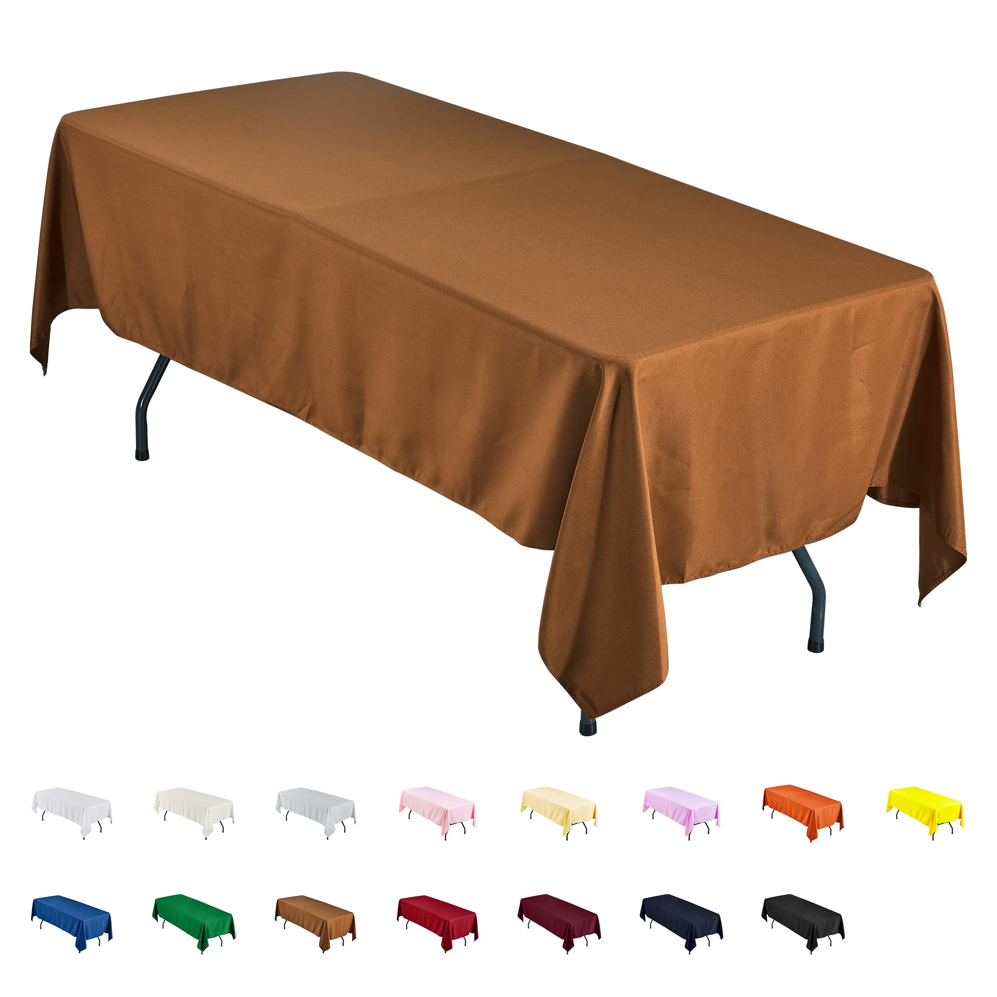 Jieqier 60x84 Inch Rectangle Tablecloth - Washable Brown Polyester Table Cover for 4 Feet Table - Stain & Wrinkle Resistant Heavy Duty Tablecloth for Dining, Parties, Weddings - Perfect for Home Decor, Restaurant Use and Special Events