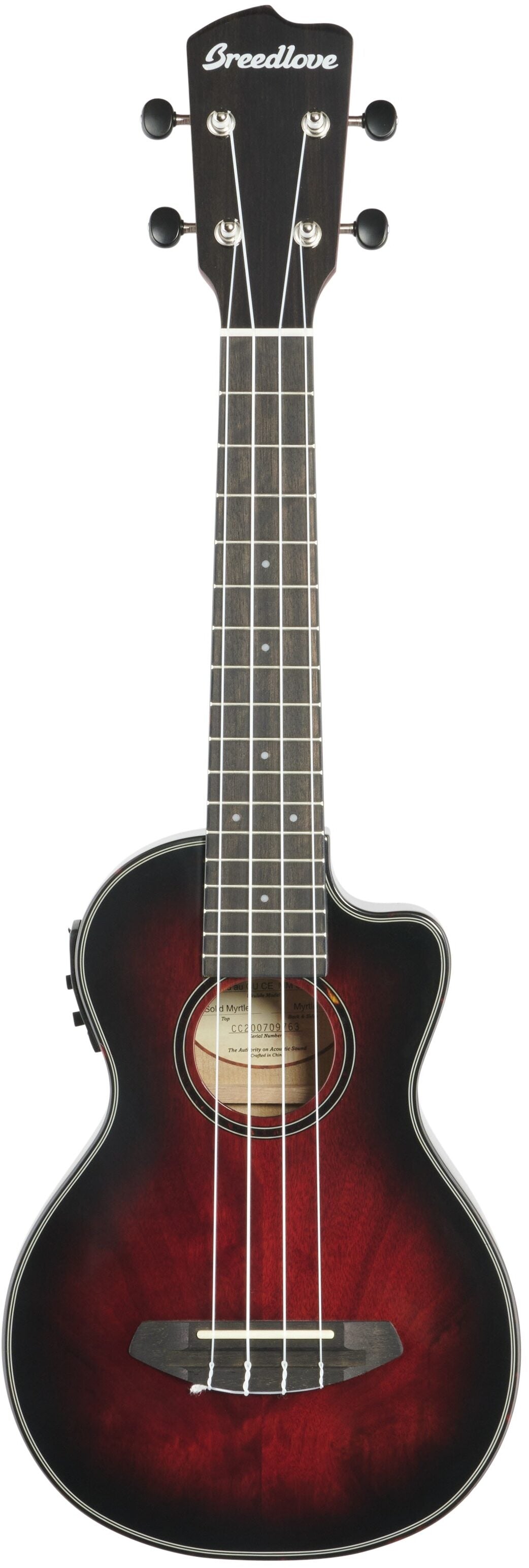 Breedlove Lu'au Concert Ukulele - Sunset Burst Finish, Myrtlewood Top & Body with Cutaway & Electronics - Perfect for Beginners, Travel & Beach Performances
