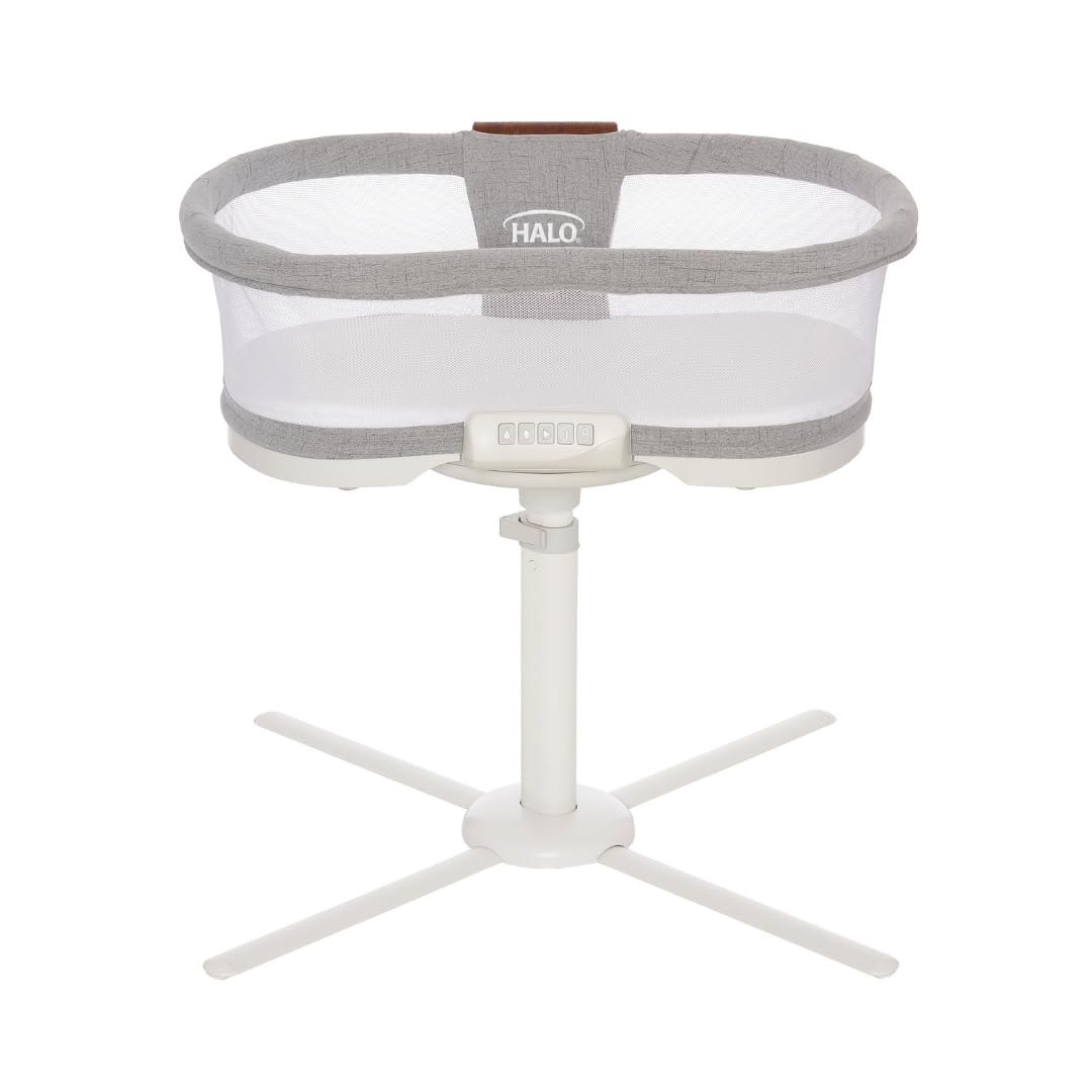 HALO BassiNest Luxe Swivel Sleeper - 360° Rotating Over-Bed Baby Bassinet with Soothing Vibrations, White Noise & Nightlight | Safe Co-Sleeping Design in Dove Grey Tweed | Perfect for Nursery, Bedside & Newborn Care