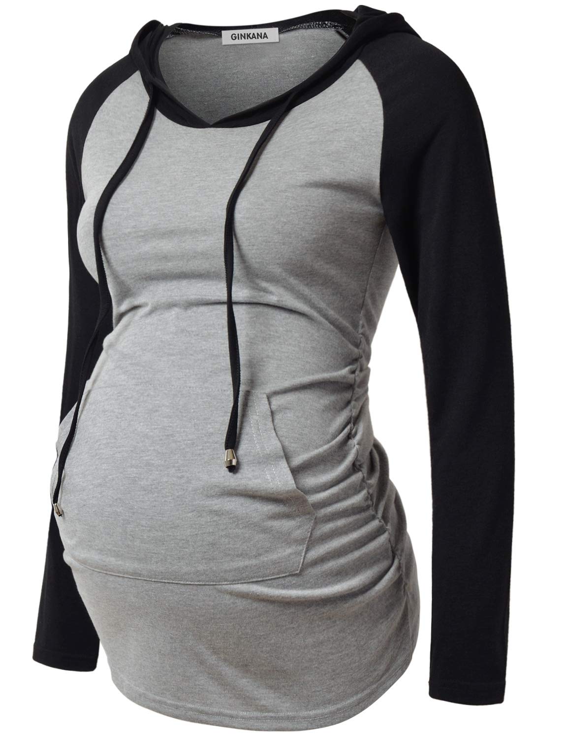 GINKANA Maternity Hoodie - Soft Long Sleeve Pregnancy Sweatshirt for Women | Comfortable Casual Maternity Top for Everyday Wear & Nursing | Perfect for Pregnancy, Postpartum & Breastfeeding