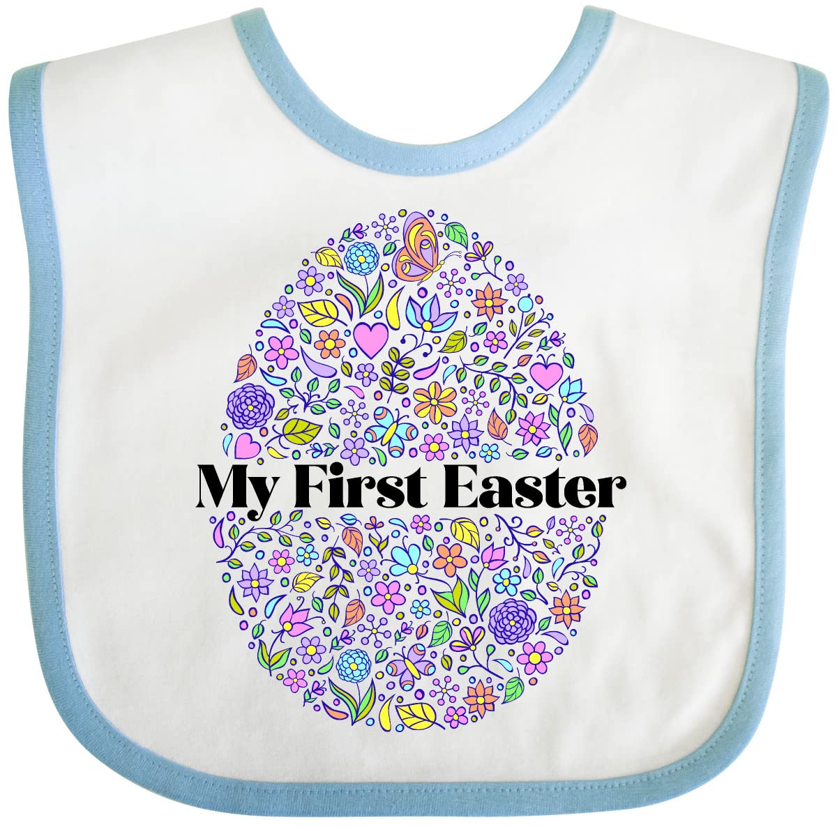 Inktastic My First Easter Egg Outfit for Girls Baby Bib - Cute Easter Bib for Baby Girls, Soft Cotton Easter Bib with Fun Egg Design - Perfect for Easter Photos, Church, Family Gatherings & Holiday Celebrations