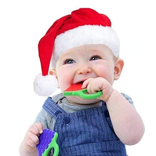 Kritiu Fruits Teether & Teether Combo - BPA-Free Silicone Baby Teething Toy for 0-12 Months | Soft & Safe Infant Gum Massager | Red Watermelon & Peach Design | Perfect for Soothing Sore Gums at Home or On-the-Go