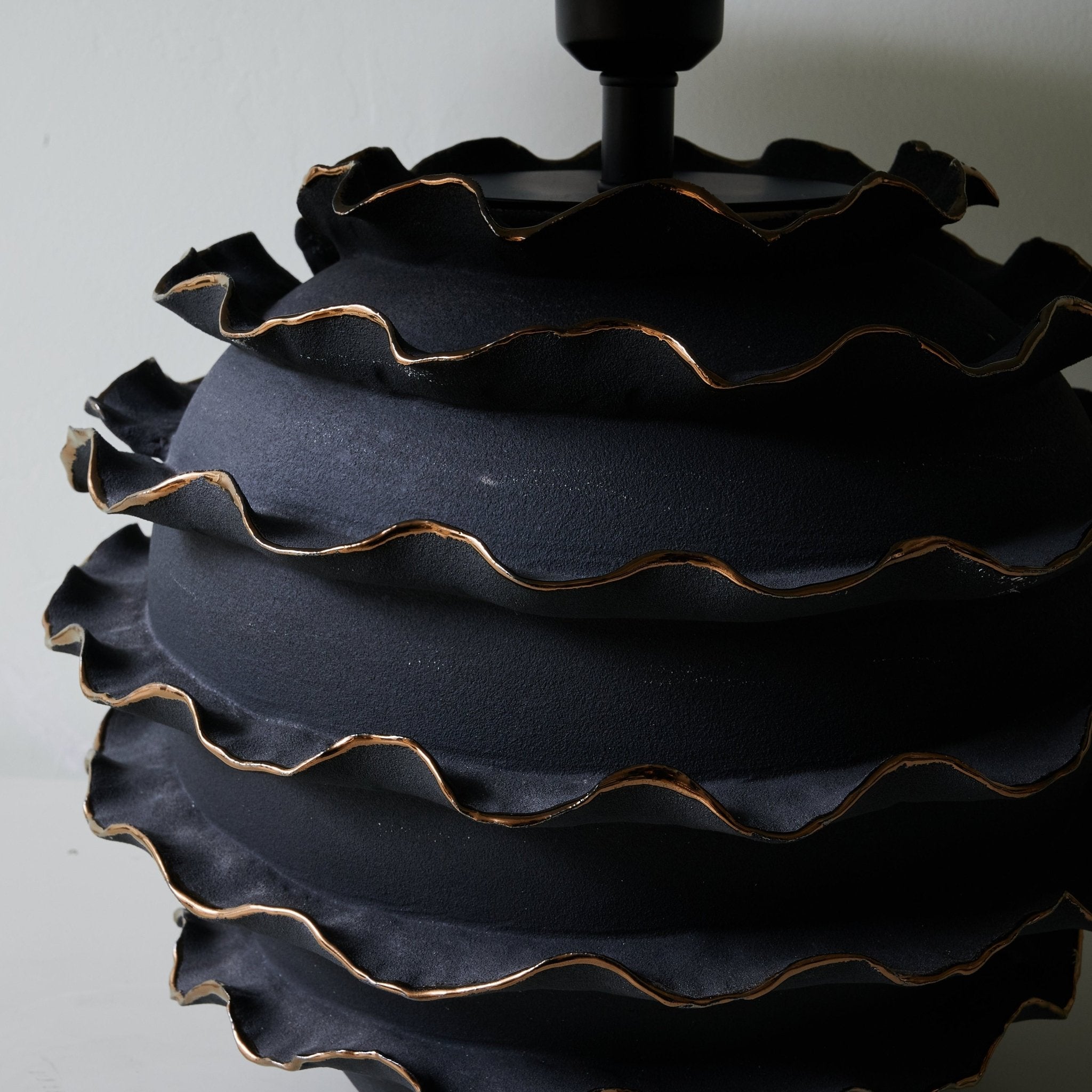 Eclipse Ruffle Table Lamp - Elegant Bedside Lighting for Bedroom, Living Room & Office - Soft Glow Modern Decor Lamp for Home & Workspace
