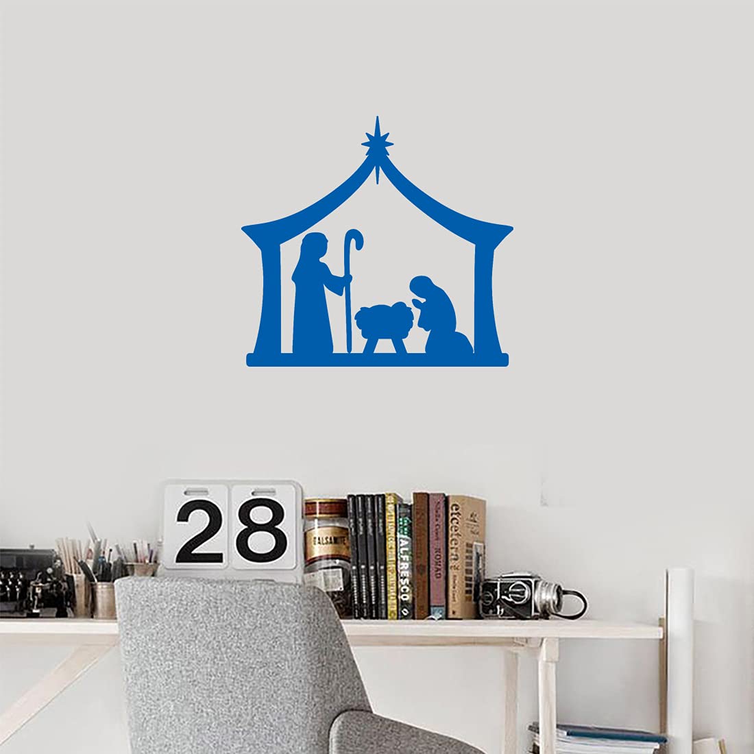 Nativity Silhouette Vinyl Decals (Set of 2) - Premium Waterproof Stickers for Laptop, Phone, Car, Helmet & Home Decor - Perfect for Christmas Gifts, Wall Art & Holiday Decorations