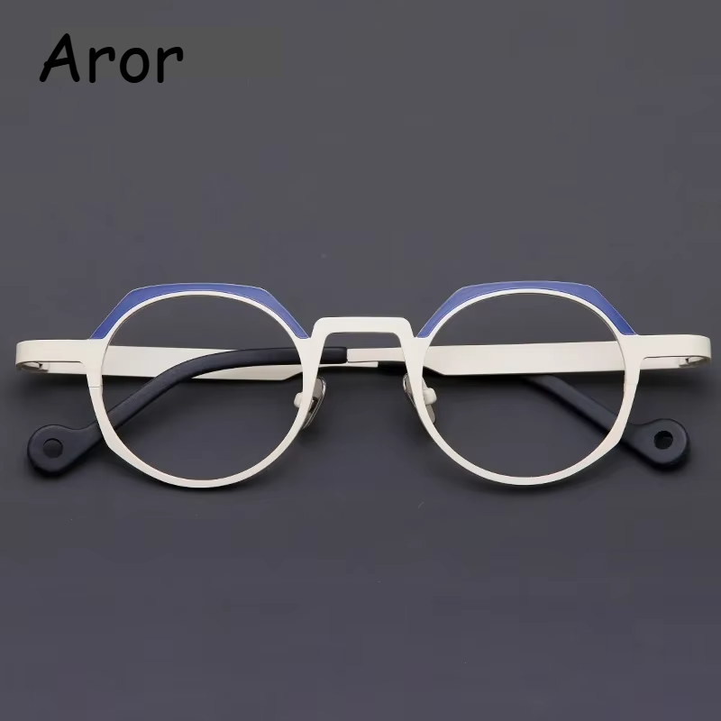 Unisex Full Rim Flat Top Round Titanium Eyeglasses 47759 - Lightweight Durable Frame for Men & Women - Perfect for Reading, Work, and Everyday Fashion