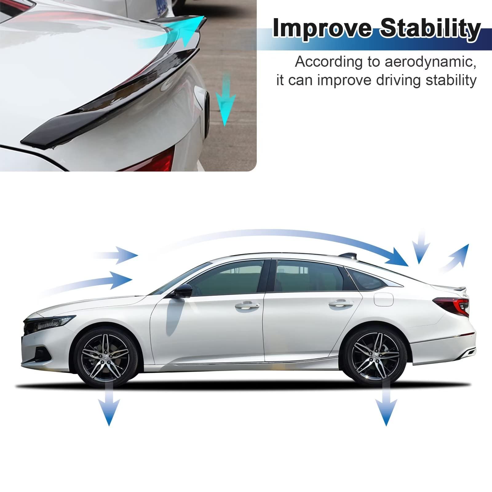 Honda Accord 10th Gen 2018-2021 Trunk Spoiler Wing - ABS Plastic Lip Spoiler for 4 Door Sedan - Glossy Black Automotive Exterior Accessory | Enhances Style & Aerodynamics for Daily Driving & Car Shows