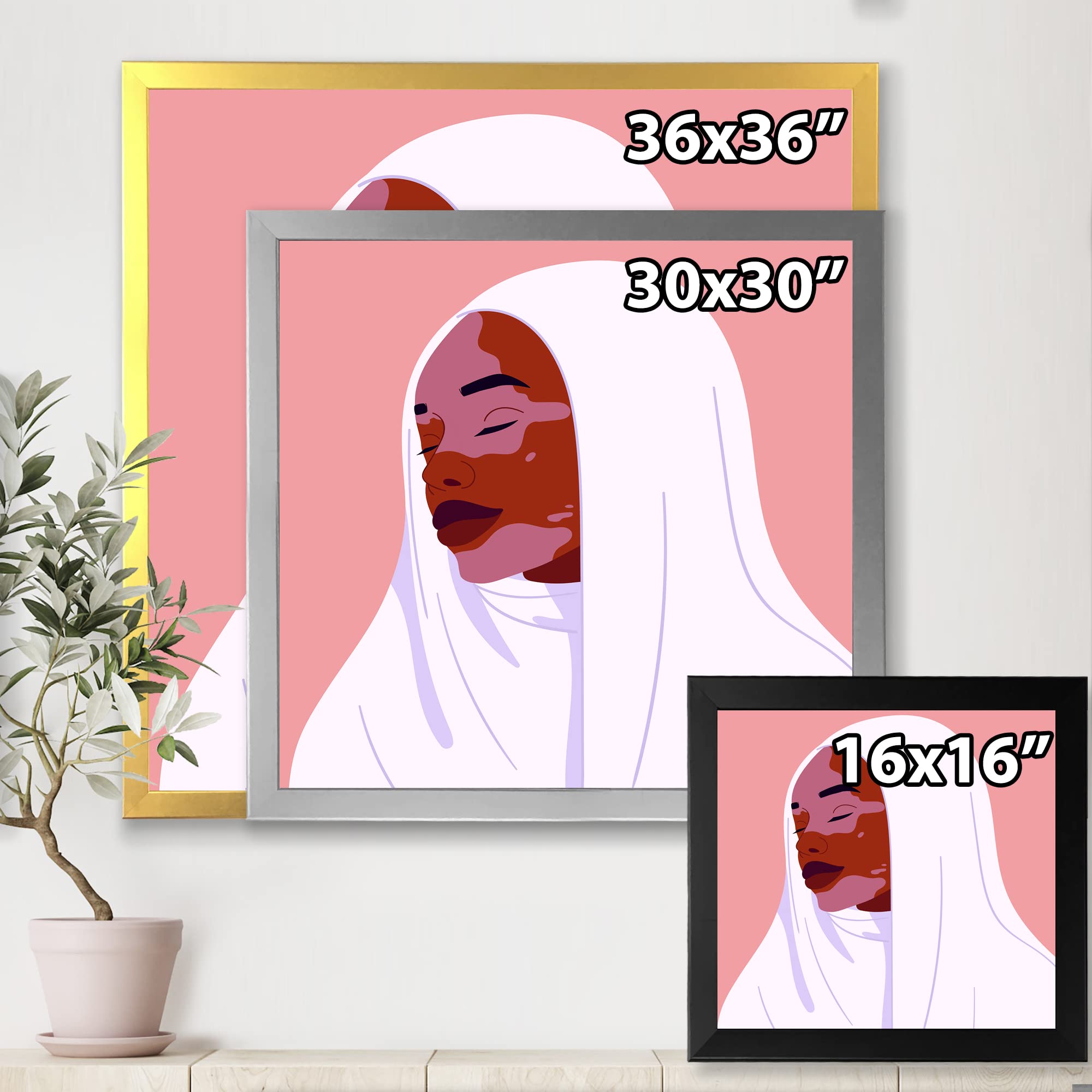 Beautiful Smiling Afro African Woman with Vitiligo Moroccan Framed Wall Art - Home & Office Decor, Living Room, Bedroom Wall Hanging