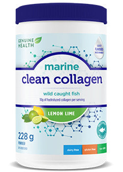 Genuine Health Clean Marine Collagen Powder - Lemon Flavor 228g | Supports Skin, Hair & Joint Health | Ideal for Smoothies, Coffee & Baking