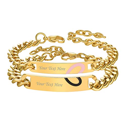 03 Engrave-Couple Bracelets(2pcs)-Gold Plated