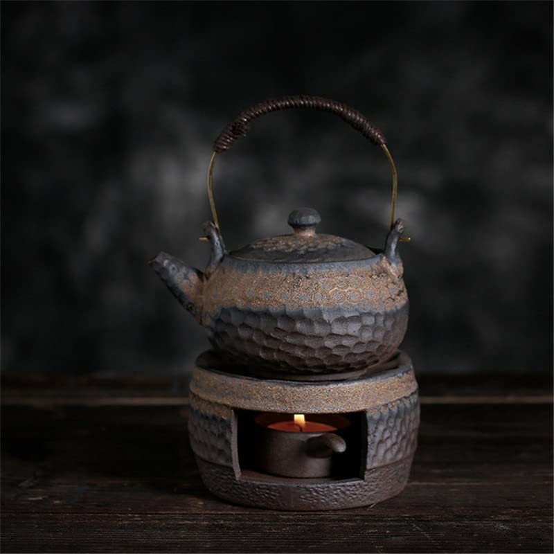 Japanese Handmade Coarse Pottery Teapot Warmer - Ceramic Retro Tea Heater with Candle Stand, Tea Kettle Holder & Stove - Perfect for Kung Fu Tea Ceremonies & Cozy Home Decor (Color: 4)