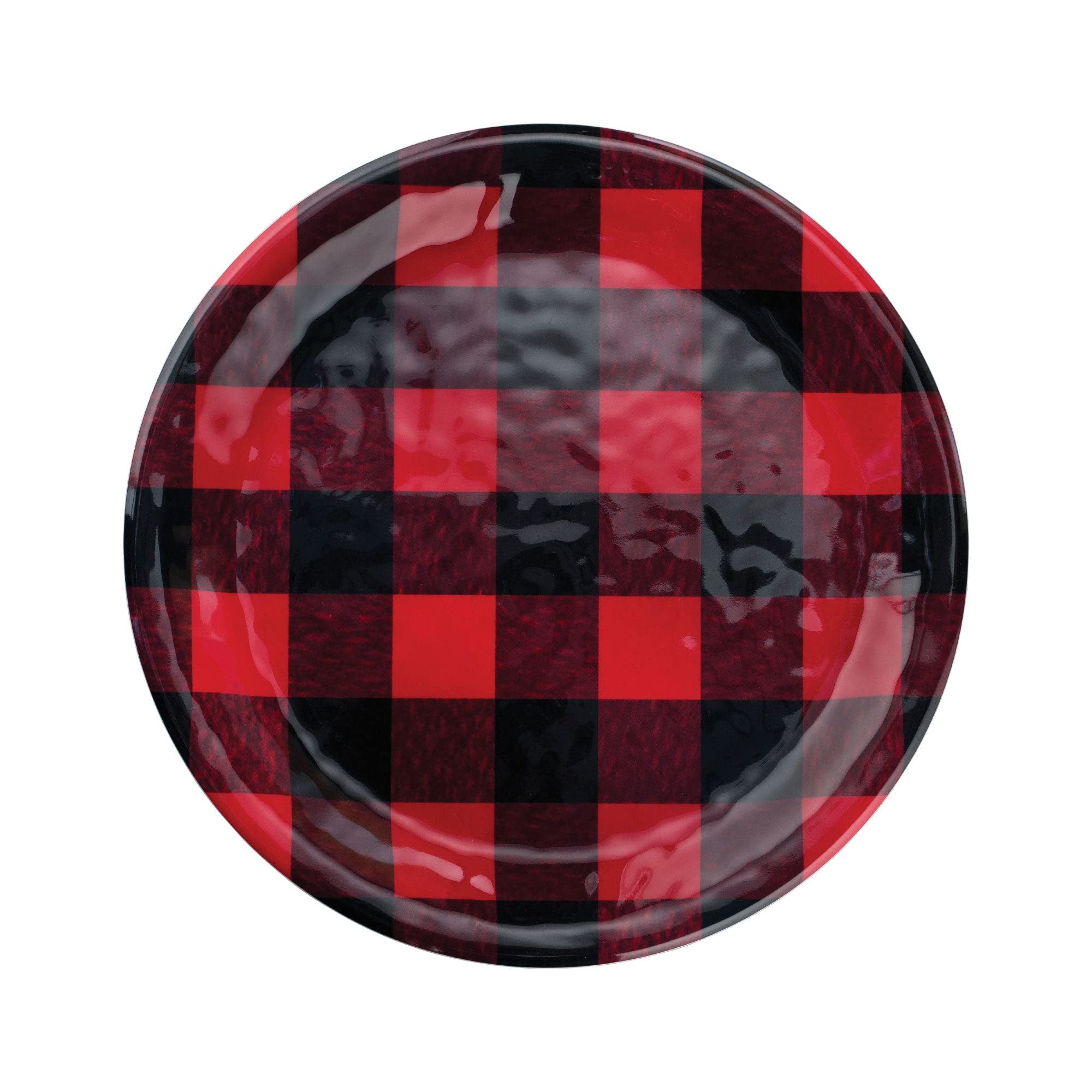 UPware 16-Piece Buffalo Plaid Melamine Dinnerware Set - Durable Outdoor Dishes & Plates with Bowls - Christmas Tableware for 4 - Red & Black Checkered Design - Perfect for Picnics, Camping, and Holiday Decorations