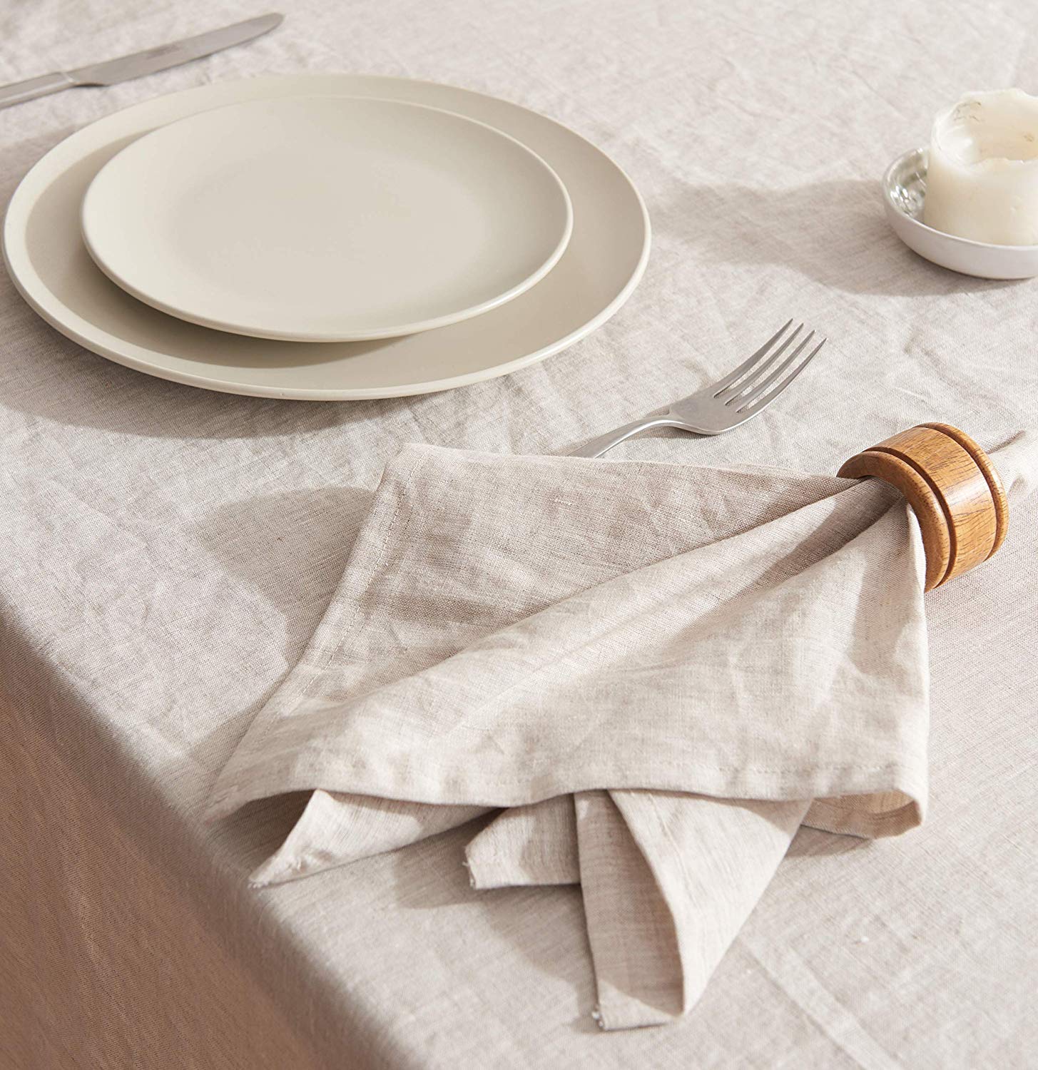 Premium 100% French Flax Linen Napkins Set of 12 - Stone Washed for Ultra Softness & Durability - Handcrafted with Mitered Corners (18x18 Inch, Natural) - Perfect for Dinner Parties, Weddings & Eco-Friendly Home Decor