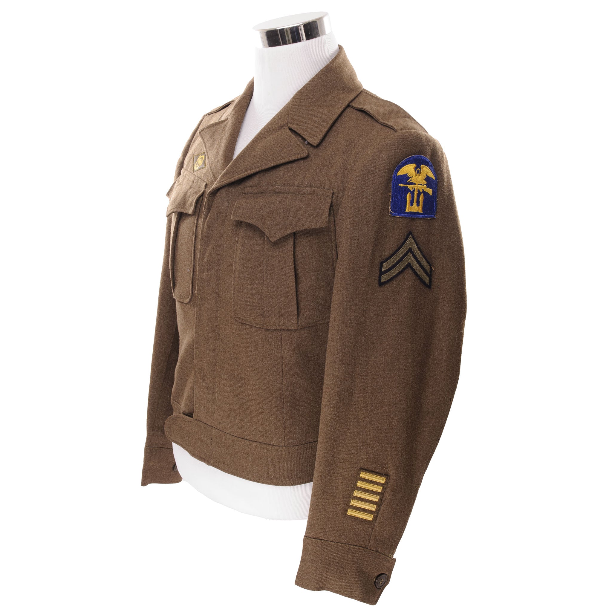 Vintage US Army Officer Dress Ike Jacket WW2 1944 with Patches - Size 36R - Military Uniform for Reenactment, Collecting & Historical Costume