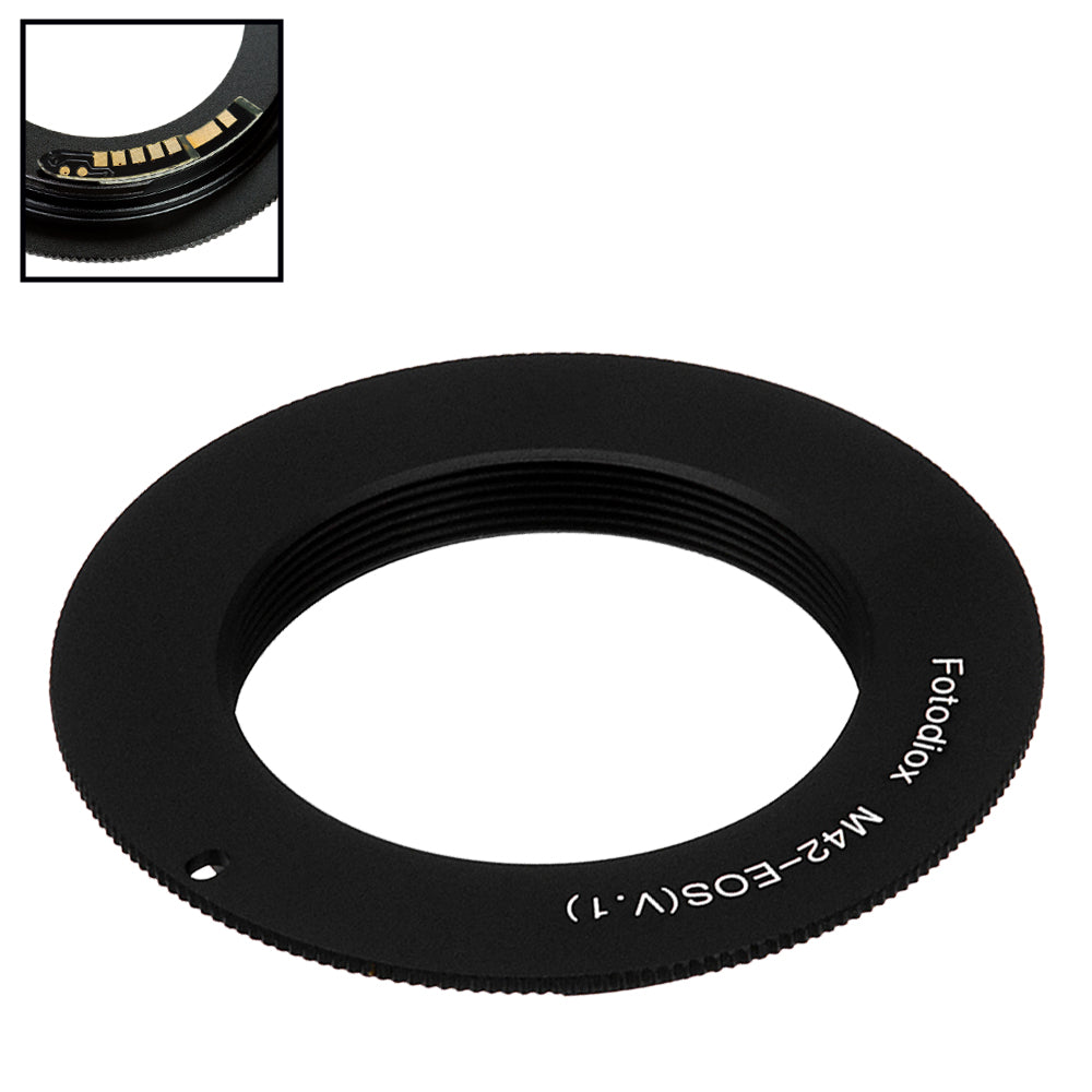 Fotodiox M42 to Canon EOS EF/EF-S Lens Mount Adapter with Focus Confirmation Chip v10 - Compatible with SLR Cameras for Photography & Videography