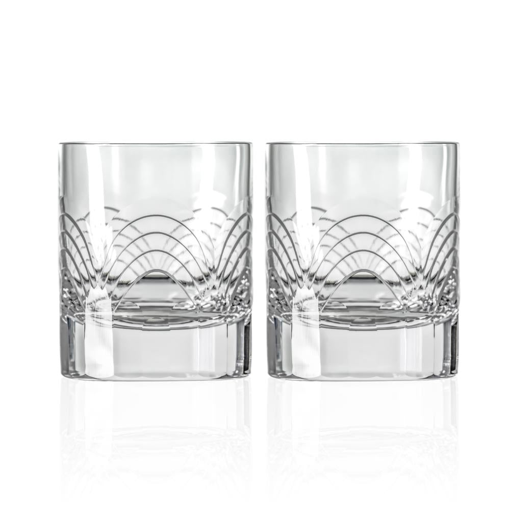 Premium Cascades Clear 7oz Whiskey Glasses Set of 2 - Perfect for Scotch, Bourbon & Cocktails - Ideal for Home Bars, Gifts & Entertaining