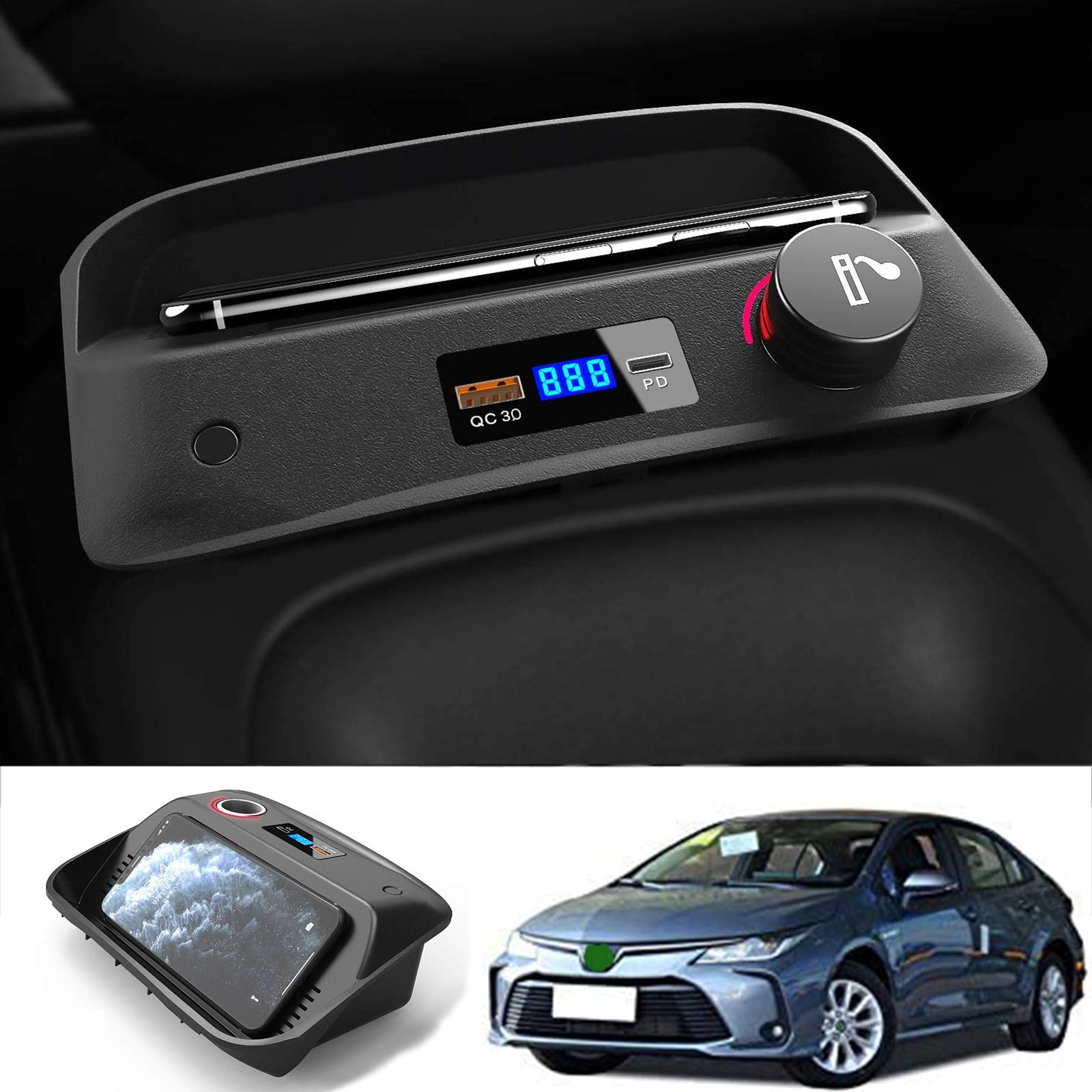 Fast Charging Wireless Car Phone Charger for Toyota Corolla 2019-2021 | 15W QC 3.0 Qi-Compatible Center Console Accessory | Perfect for Commuting, Road Trips & Hands-Free Charging