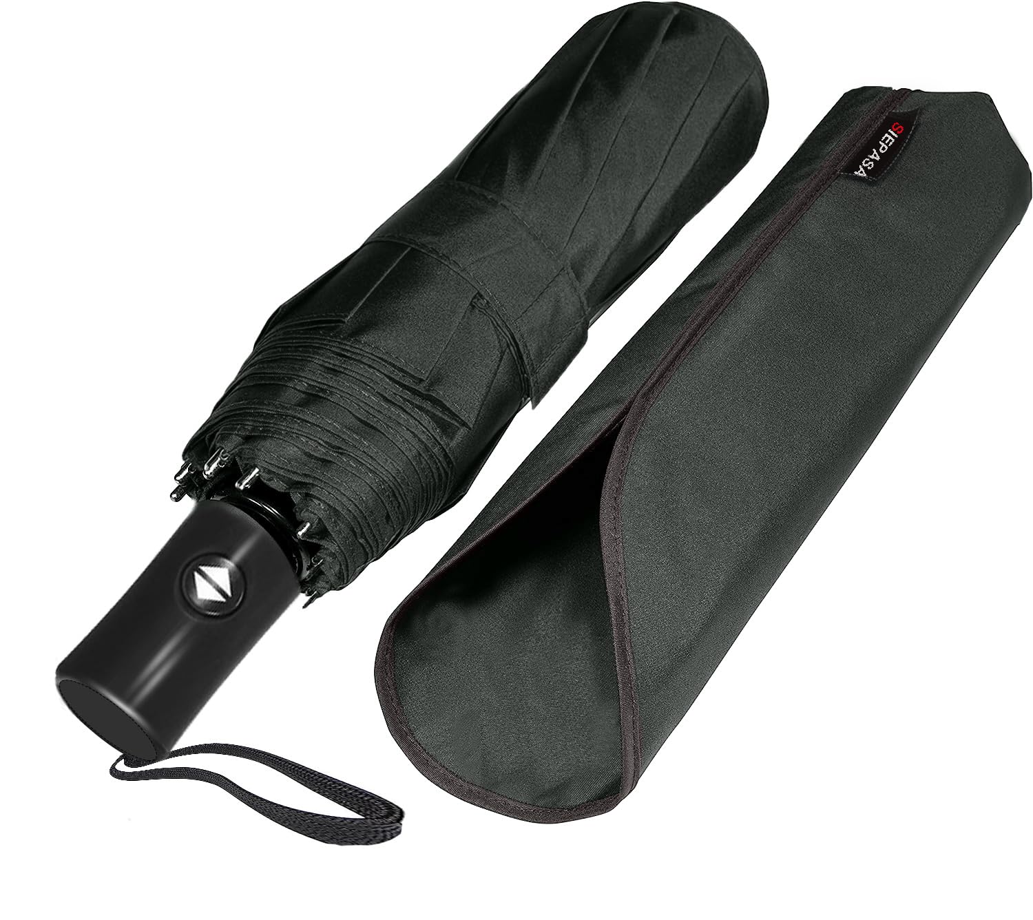 SIEPASA 2 Pack Auto Open & Close Compact Travel Umbrella - Lightweight Strong Windproof Mini Folding Umbrella for Men & Women - Perfect for Backpack, Commuting, Hiking (Black & Wine Red)