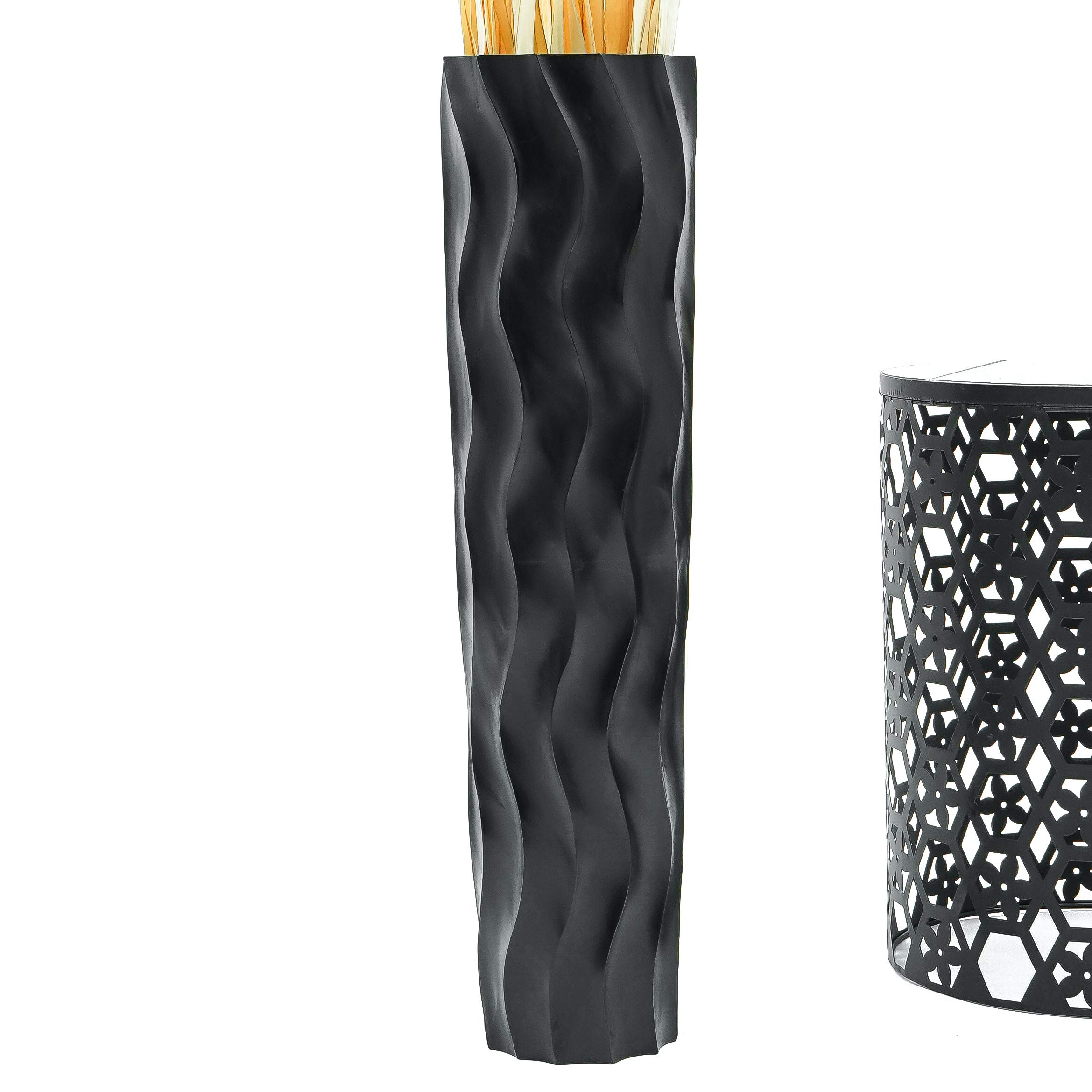 Leewadee 28 Inch Large Black Wooden Floor Vase - Farmhouse Home Decor for Flowers, Fake Plants & Pampas Grass | Perfect for Living Room, Entryway & Wedding Decor