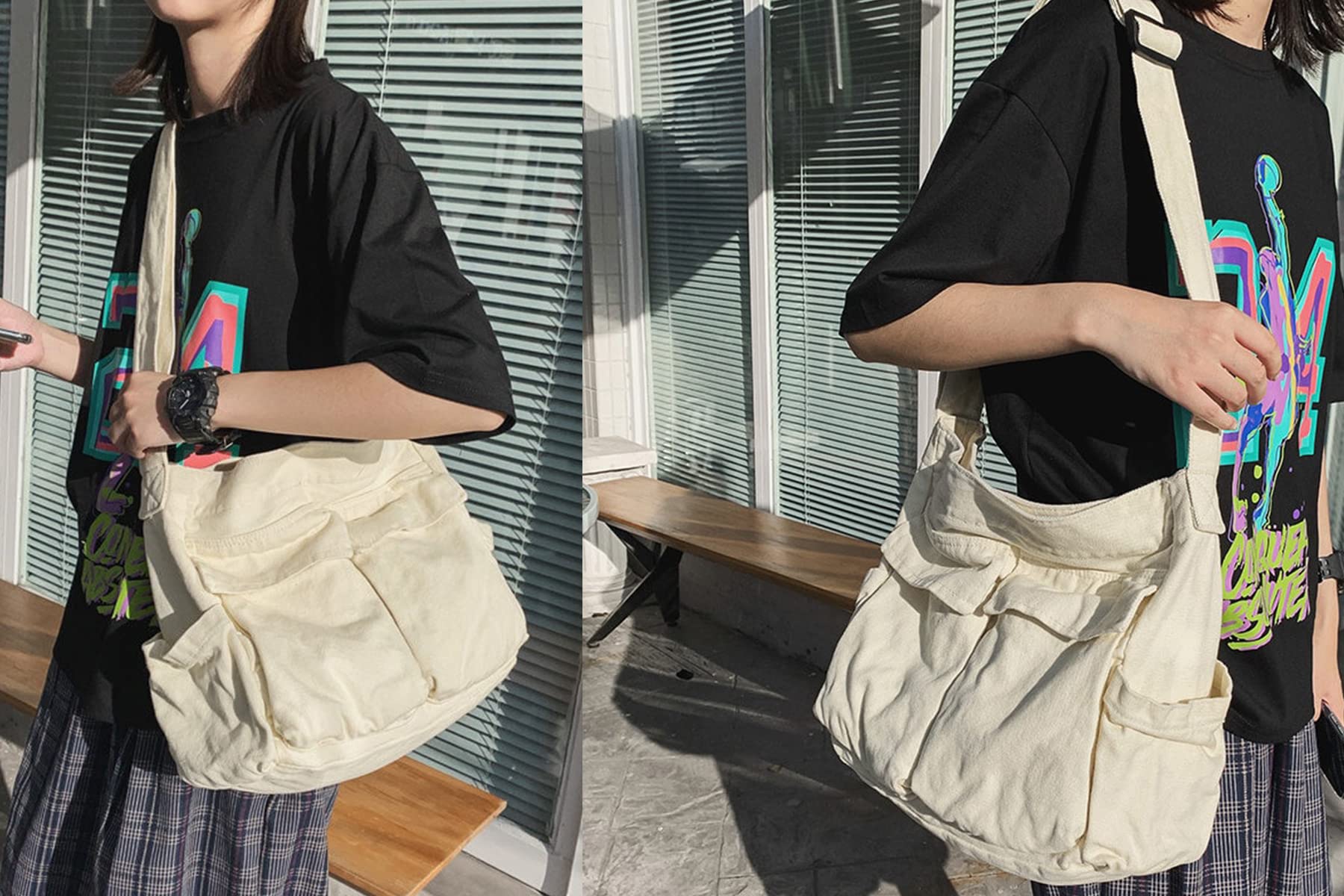 Chirest Messenger Bag for Women & Men - Large Canvas Crossbody Hobo Tote with Multiple Pockets | Perfect for Work, Travel & Daily Commute
