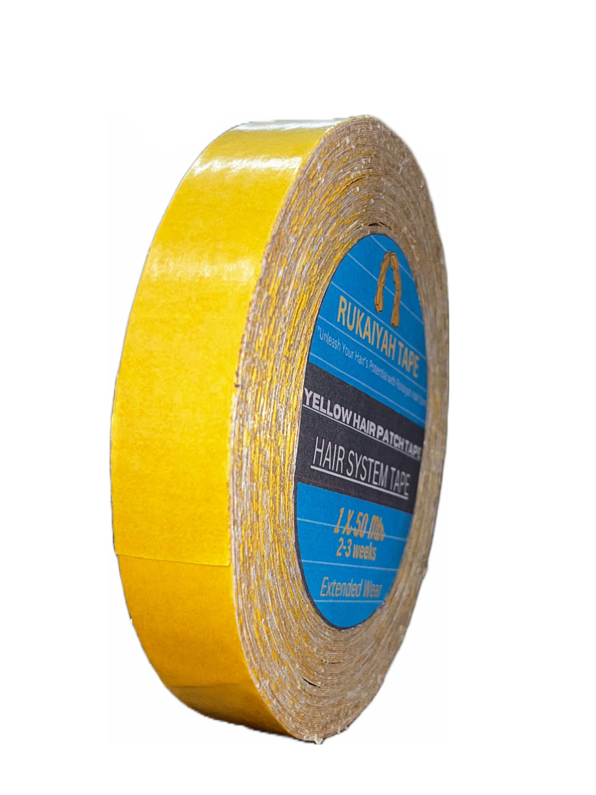 Rukaiyah 45M Strong Hold Yellow Double-Sided Waterproof Tape for Hair Patch & Toupees - Ultra-Strong Adhesive Lasts 1 Week, Scalp-Friendly & Comfortable - Perfect for Daily Use, Cosplay, Weddings & Special Events