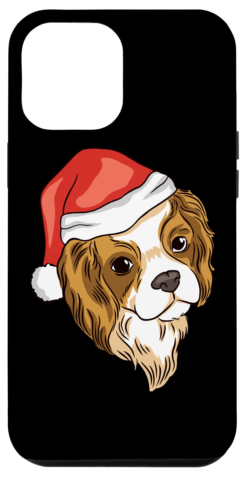 iPhone 12 Pro Max Case with Cute Cavalier King Charles Spaniel & Santa Hat - Christmas Themed Protective Cover for Holiday Gifts & Pet Lovers | Perfect for Xmas Parties, Family Gatherings & Dog Owners