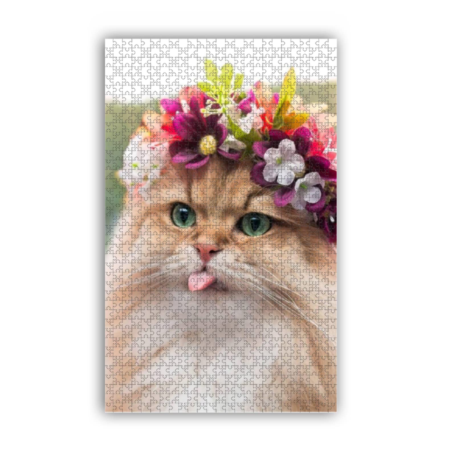 500-Piece Animal Jigsaw Puzzle - Unique Cat & Flower Wooden Puzzle for Adults with Funny Kittens and Orange Cats - Perfect Gift for Anniversary, Mother's Day, Family Game Night or Friends (Great for Stress Relief & Home Decor)