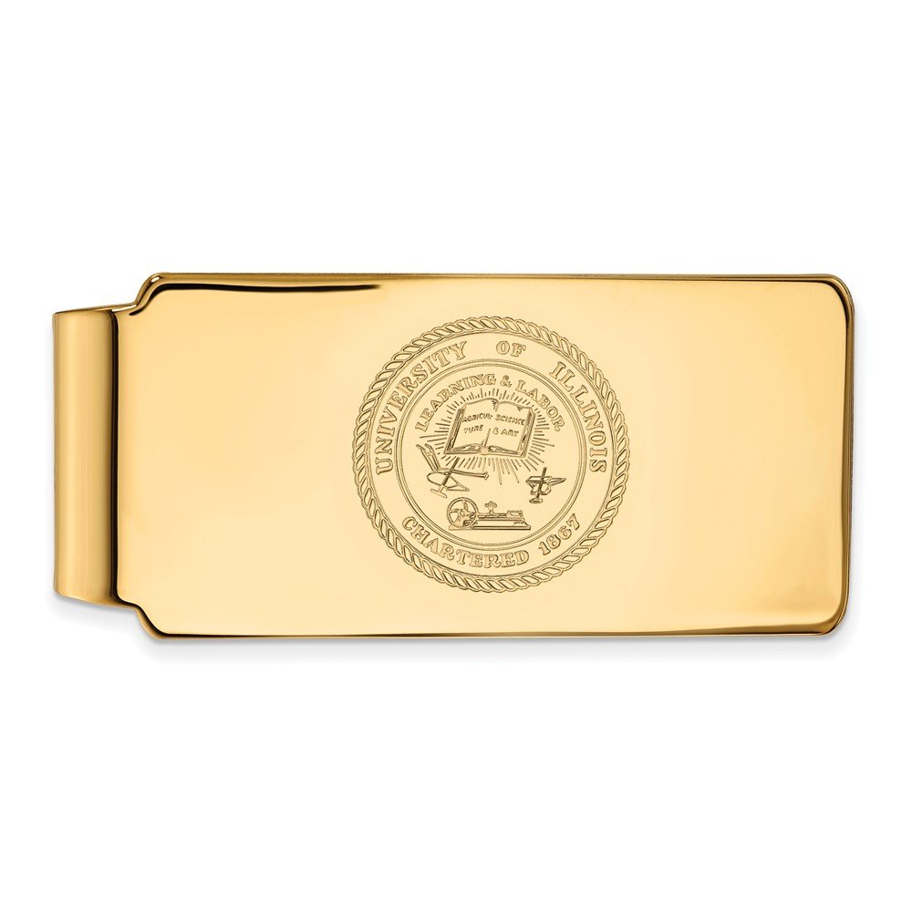 10k Yellow Gold Illinois Crest Money Clip - Elegant & Durable Wallet Accessory for Men - Perfect for Gifts, Weddings, and Business Events