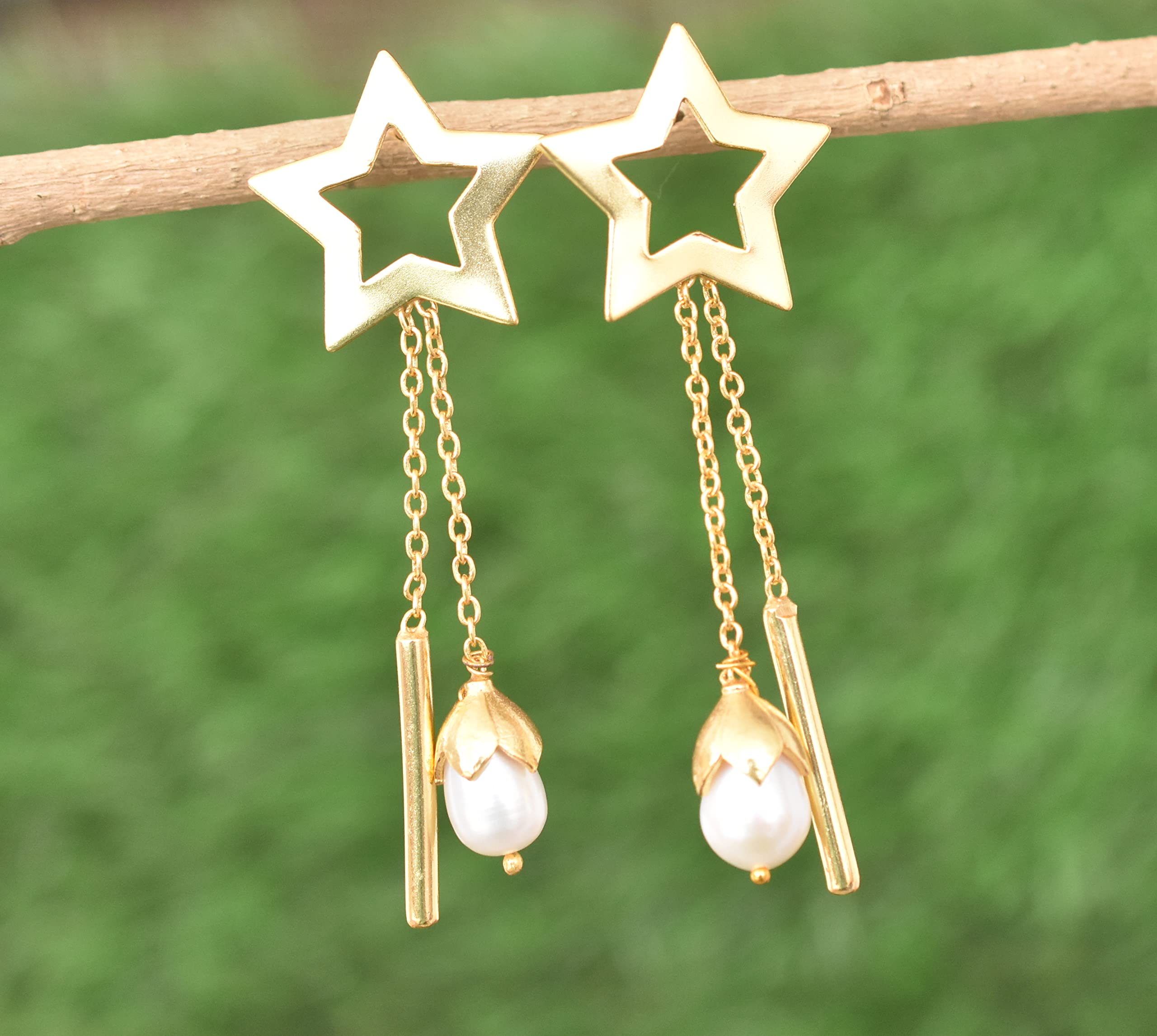 18K Yellow Gold Plated Handmade Earrings for Women - Fashion Jewelry Gift for Her - Designer Gold Filled Earrings VE-404 - Perfect for Weddings, Parties & Special Occasions
