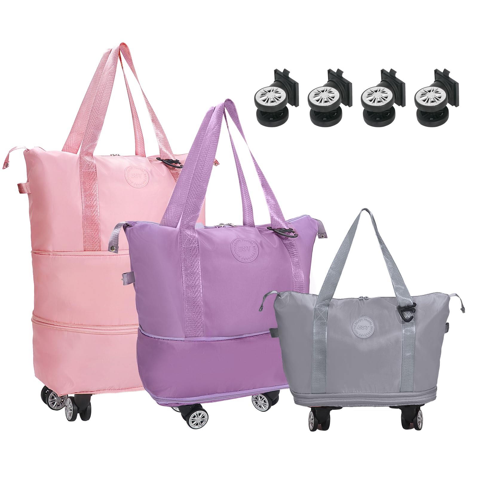 Rolling Duffle Bag with Wheels - Expandable Foldable Luggage Carry-On for Travel & Weekend Trips | Large Durable Duffel Bag for Airplane, Gym, Sports & Outdoor Adventures