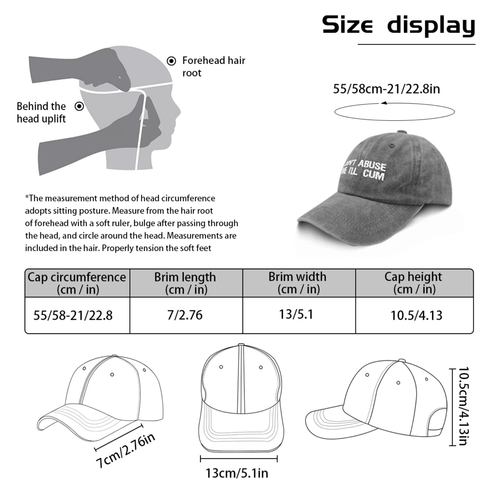 Funny Slogan Hat - 'Don't Abuse Me I'll Cum' Novelty Baseball Cap for Men & Women - Black Pigment Dad Hat - Perfect Gift for Grandma, Golfers & Humor Lovers - Great for Parties, Golfing & Everyday Wear