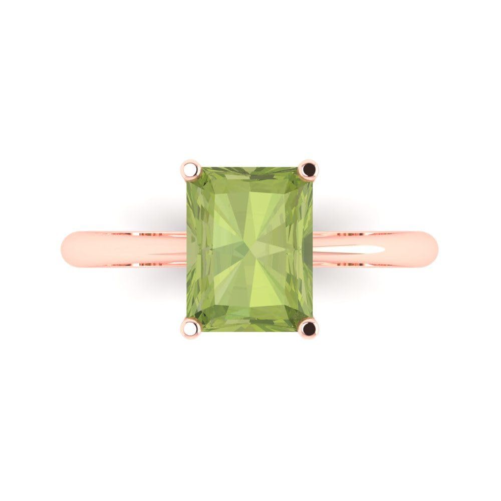 2.5ct Natural Peridot Radiant Cut Solitaire Ring - 18K Rose Gold Engagement Wedding Bridal Promise Anniversary Jewelry - Perfect for Proposals, Vow Renewals & Special Occasions