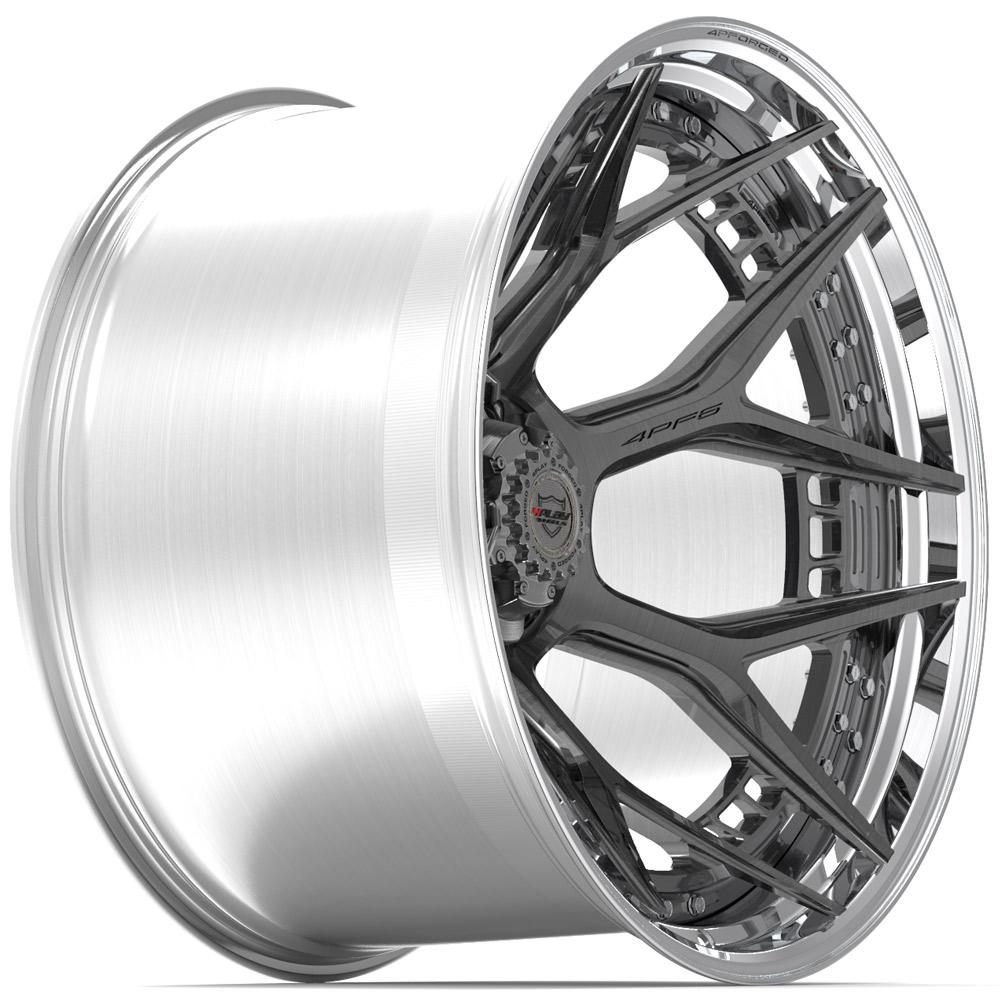 4Play Forged Series 4PF6 24x14.0 Wheels - Brushed with Tinted Clear Center & Polished Barrel - 5x127/5x139.7mm Bolt Pattern - 87.1mm Hub Bore - Premium Off-Road & Street Performance Rims for Trucks and SUVs