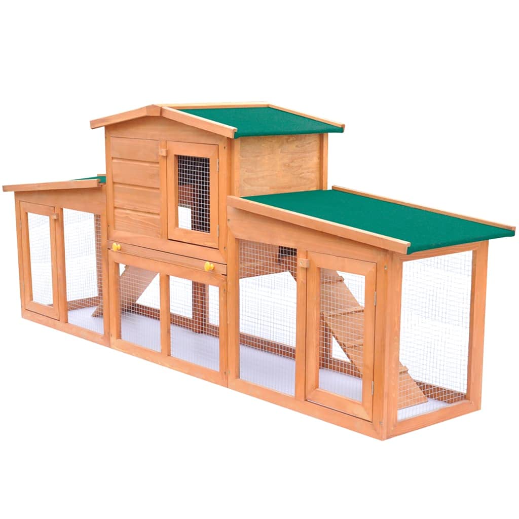 Premium Wooden Rabbit Hutch for Outdoor & Indoor Use - 2-Story Bunny Cage with Waterproof Roof, Stairs & Cleaning Tray - Guinea Pig House for Small to Medium Pets - Perfect for Backyard, Garden or Home Use
