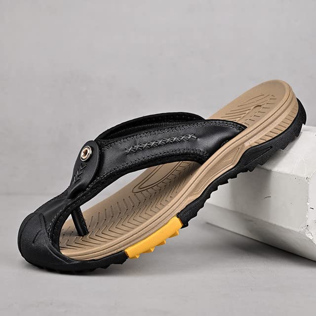 Recyphi Men's Protective Toe Flip Flops - Summer 2023 Fashion Sandals for Outdoor, Beach & Casual Wear - Closed Toe Slippers for Walking, Hiking & Water Activities