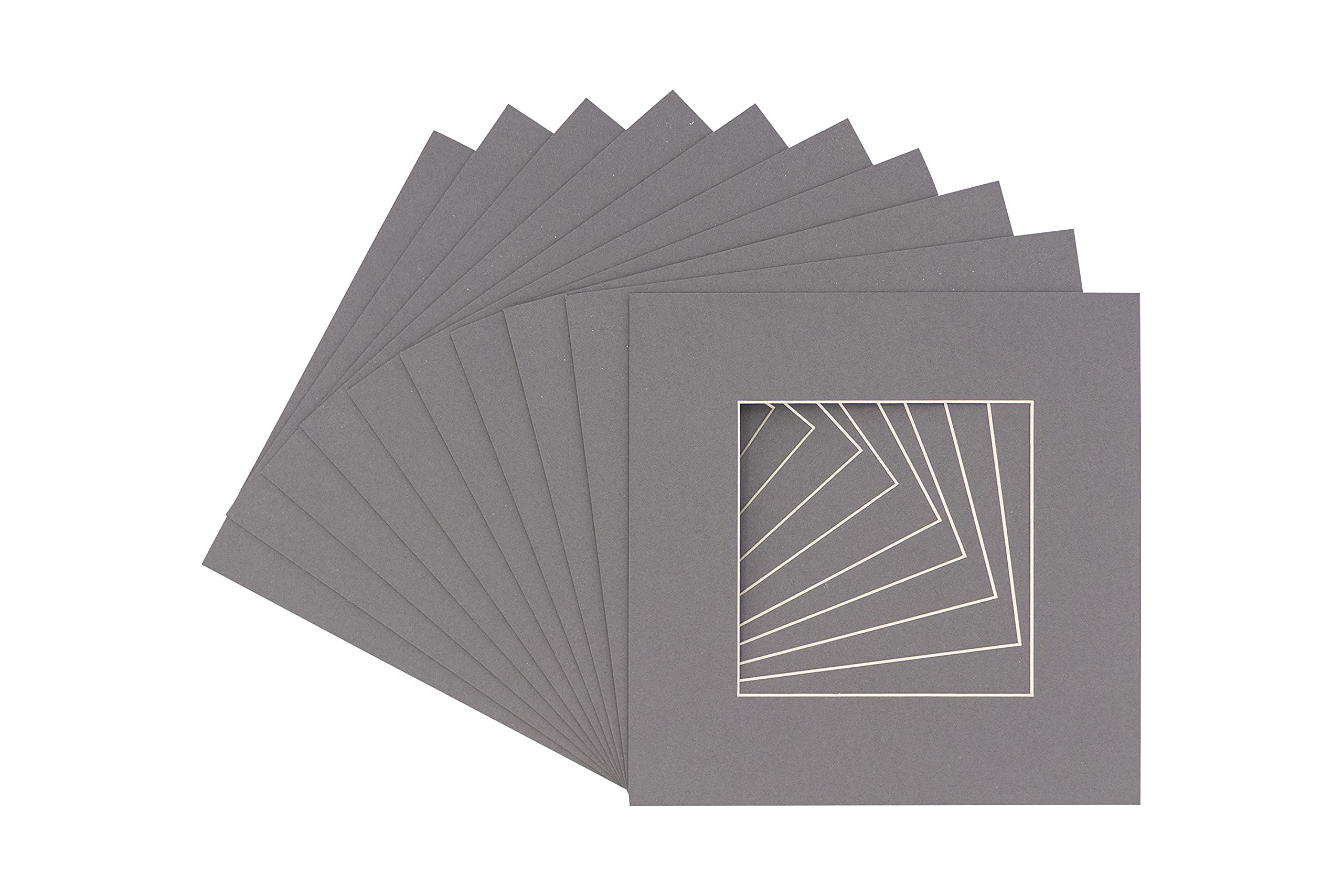 20x20 Inch Acid-Free Charcoal Mat Board - Precut Bevel Cut Picture Mat for 8x8 Inch Photos & Art - Pack of 25 Mats for Framing, Scrapbooking, and Home Decor Display