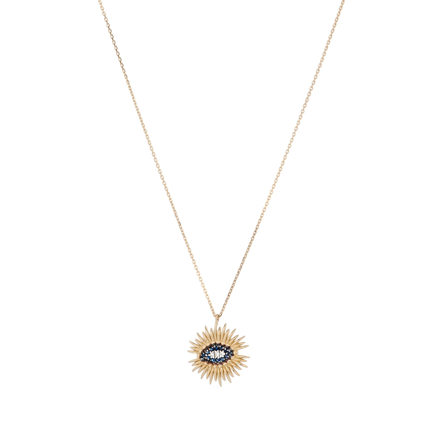 Evil Eye Necklace for Protection - Diamond & Sapphire Gold Pendant Jewelry - Perfect for Spiritual Healing, Gifts & Everyday Wear