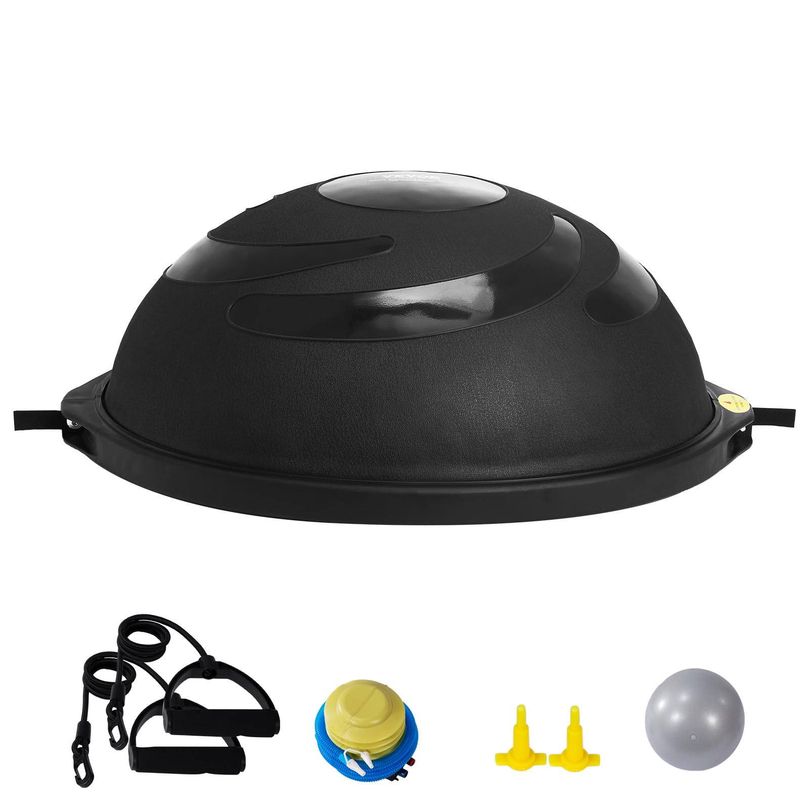VEVOR 23/26 Inch Half Exercise Ball Trainer - 1500lbs Capacity Stability & Balance Ball with Resistance Bands & Foot Pump - Yoga Fitness Ball for Home Gym, Core Workouts, Pilates, Physical Therapy - Black