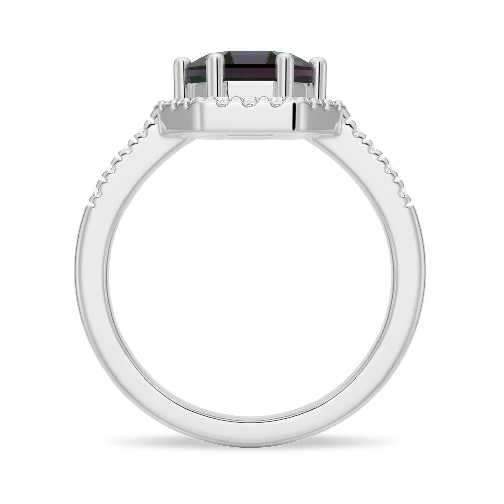 1.5 CT Hexagon Cut Alexandrite & Moissanite Halo Engagement Ring for Women - Vintage Style Wedding Band, Anniversary Gift, Proposal Jewelry (Perfect for Bridal, Valentine's Day & Special Occasions)