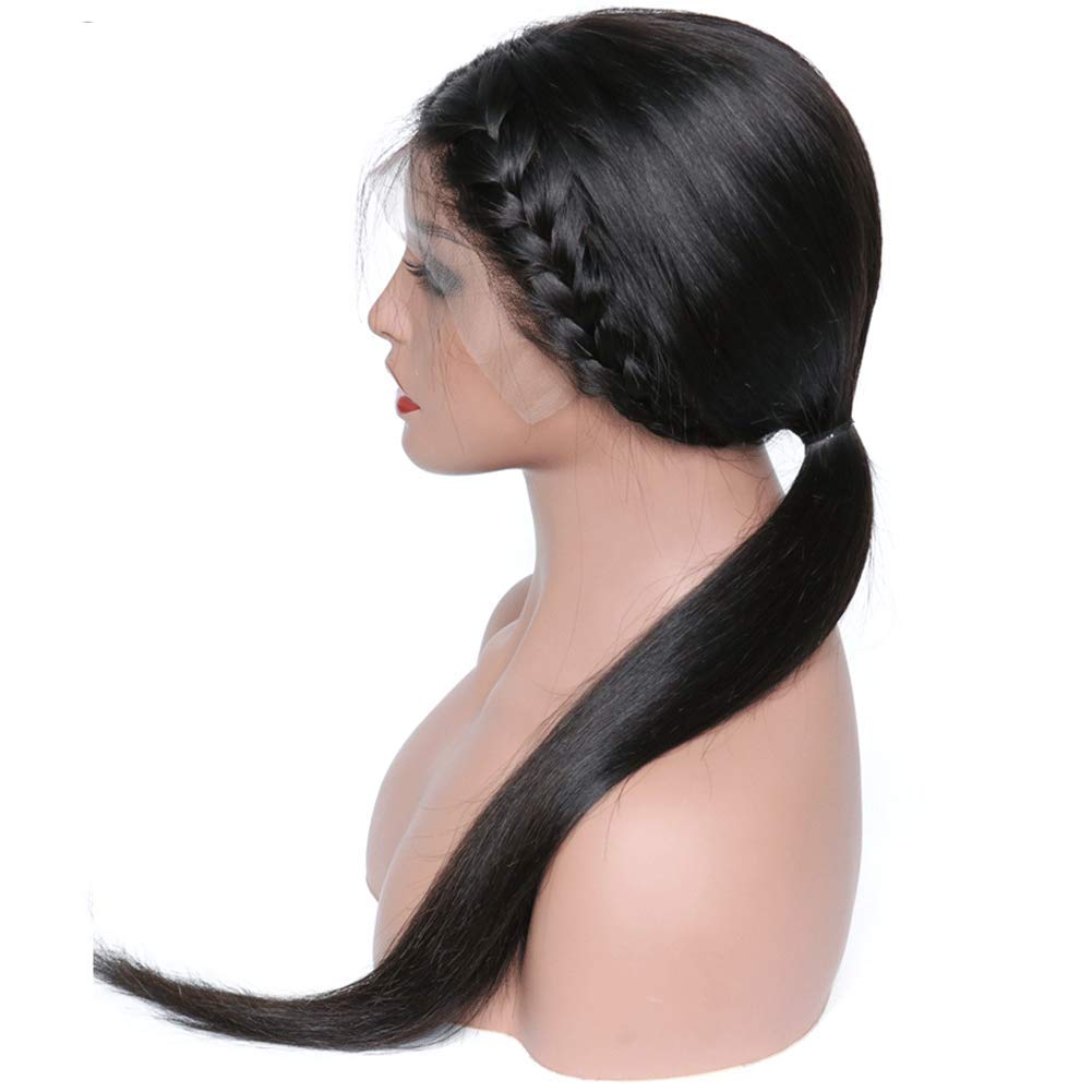10A Grade Peruvian Virgin Remy Human Hair Wigs - Glueless Lace Front with Baby Hair, Silky Straight 150% Density, 12