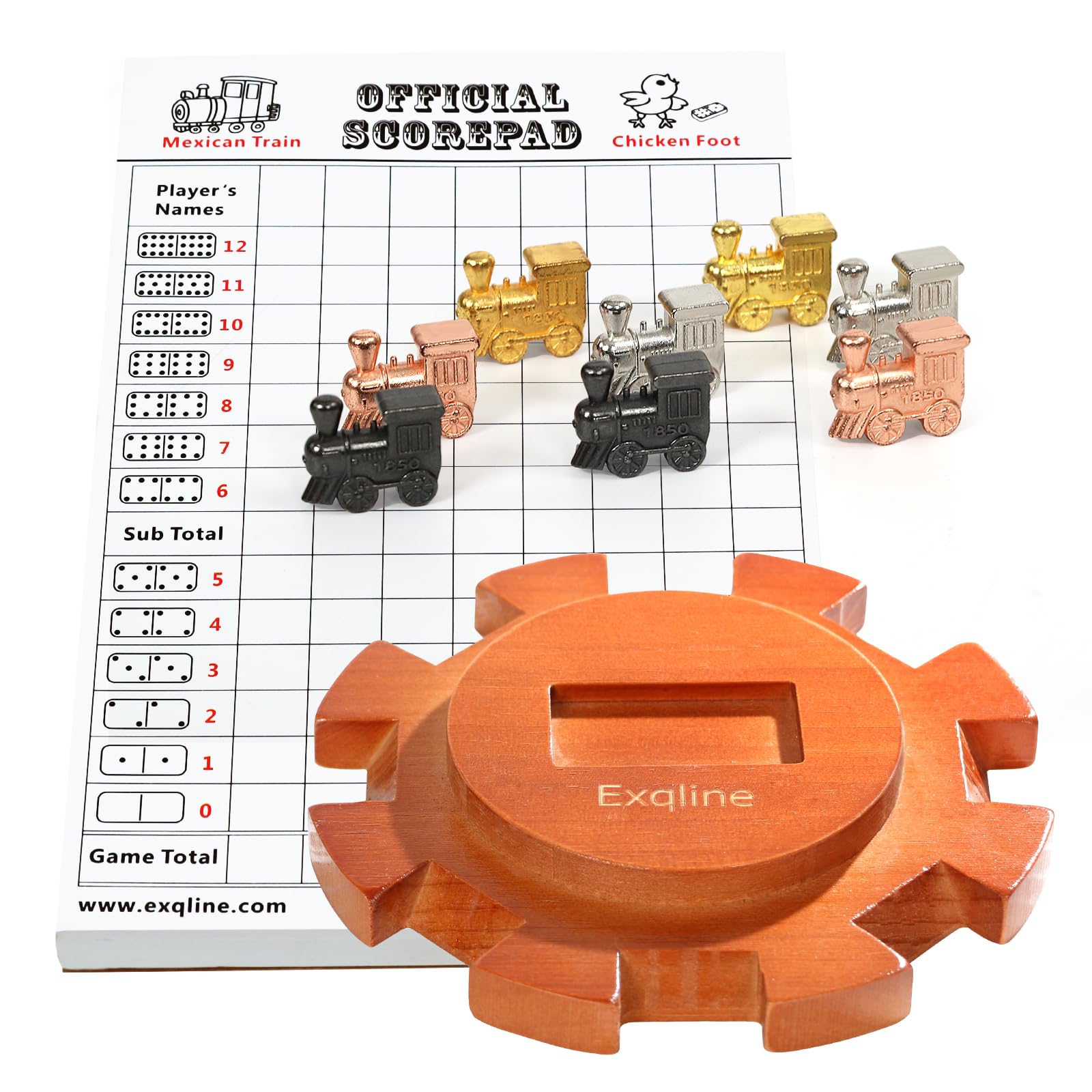 Exqline Mexican Train Dominoes Set with 6.5