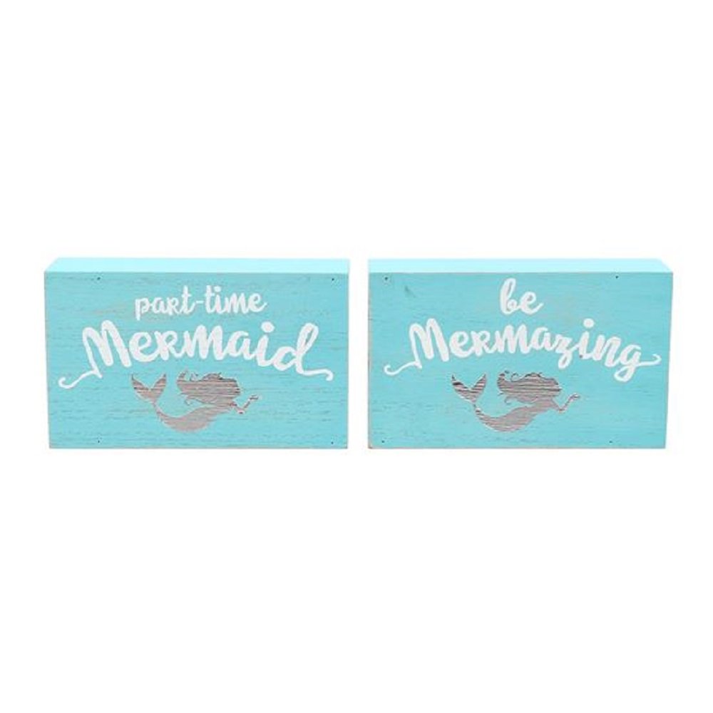 DEI Mermaid Sayings Box Sign Set - Inspirational Beach Decor for Home, Office & Gifts - Perfect for Coastal Themed Rooms, Bathrooms & Mermaid Lovers