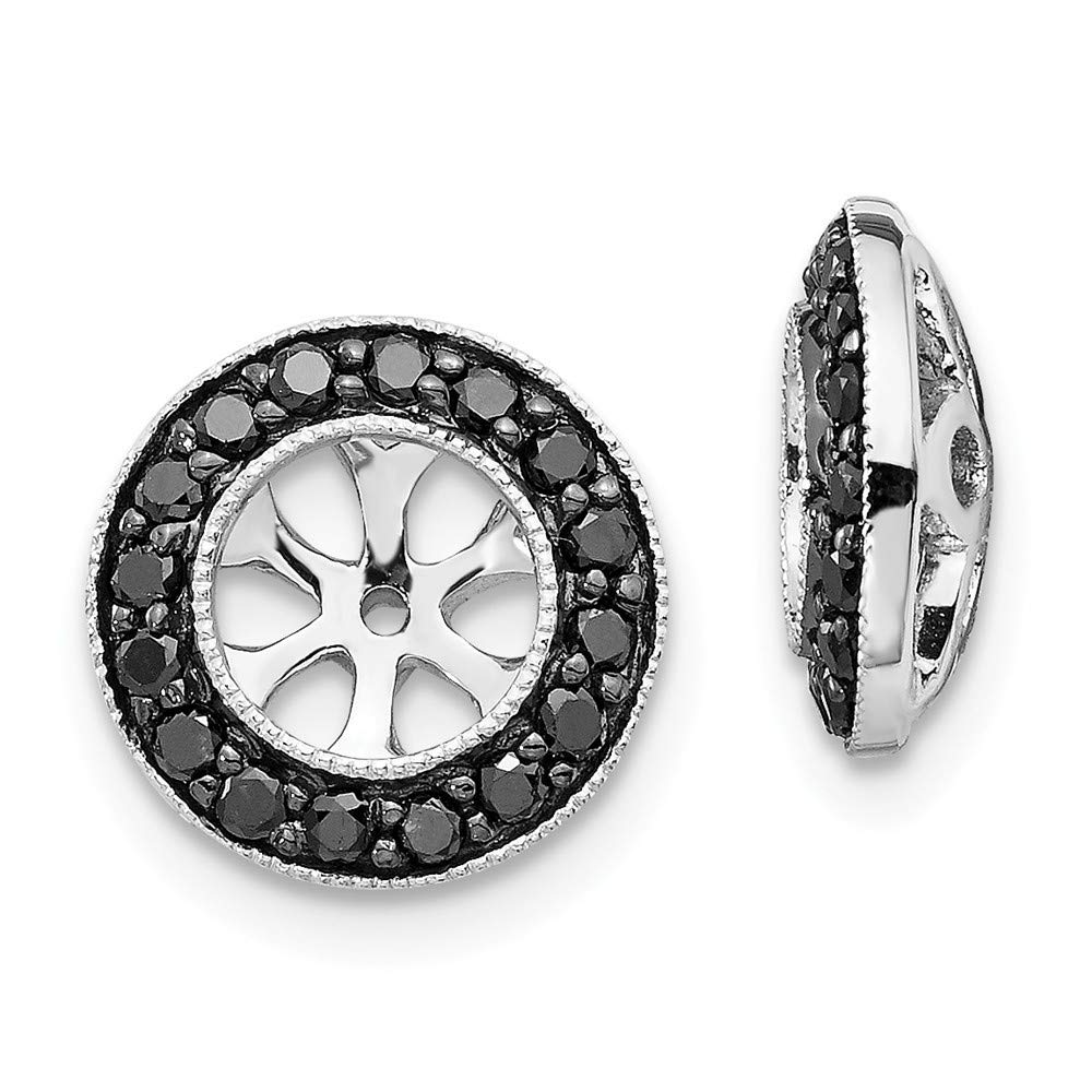 14K White Gold Black Diamond Stud Earrings for Women - 11x11mm Elegant Jacket Style Jewelry - Perfect Gift for Anniversary, Birthday & Special Occasions