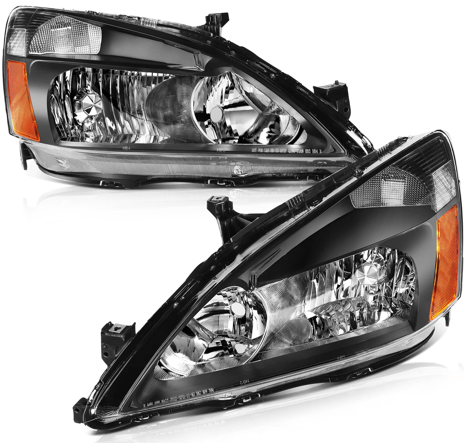 AINTIER Headlight Assembly Replacement for 2003-2007 Honda Accord - Driver & Passenger Side Headlamps - Perfect for Night Driving & Foggy Conditions