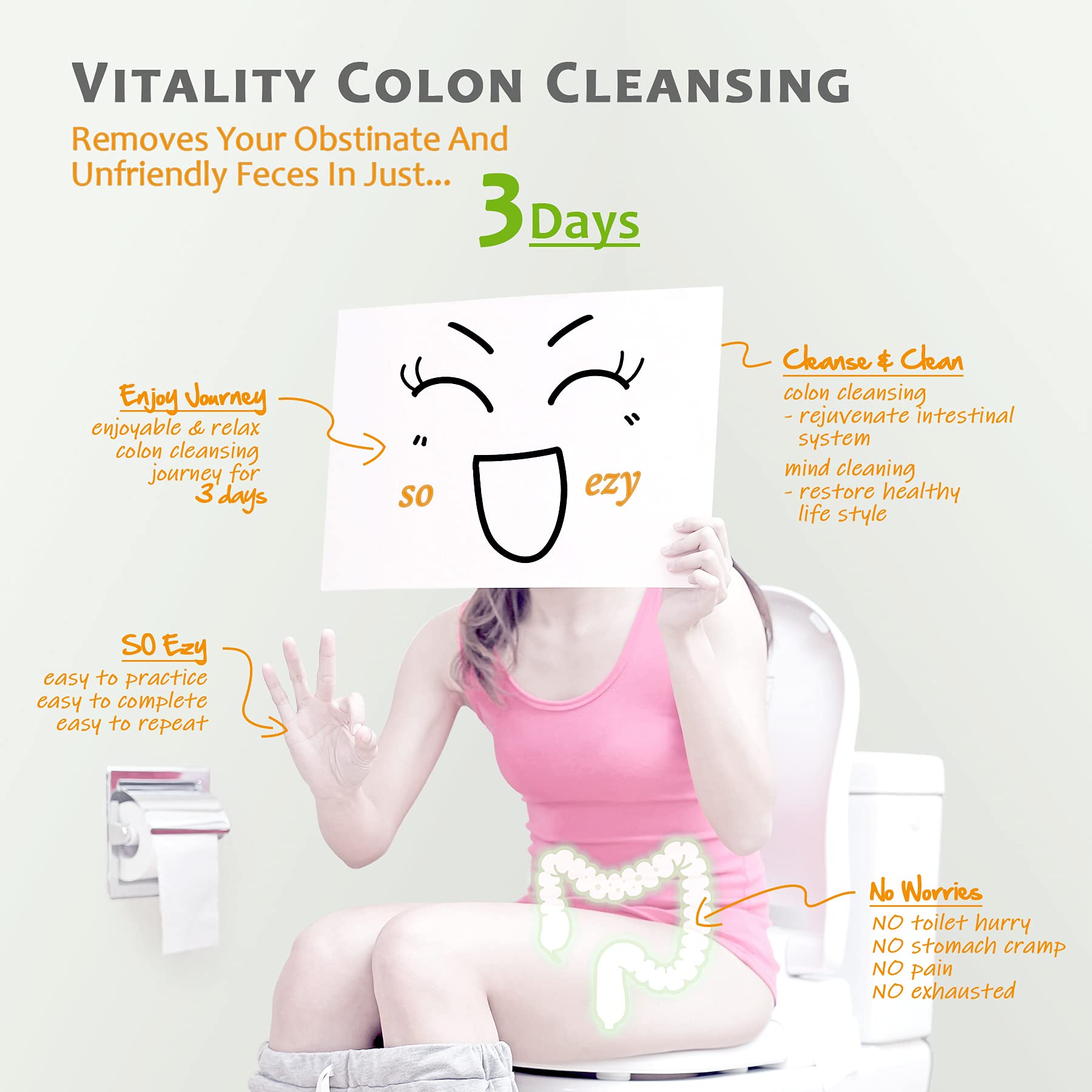 Natural Colon Cleanse for Gut Health - Safe & Effective Home Detox with Oil Palm Fiber | Remove Mucoid Plaque & Improve Digestion | Perfect for Post-Holiday Reset & Wellness Routine - Vitalic D