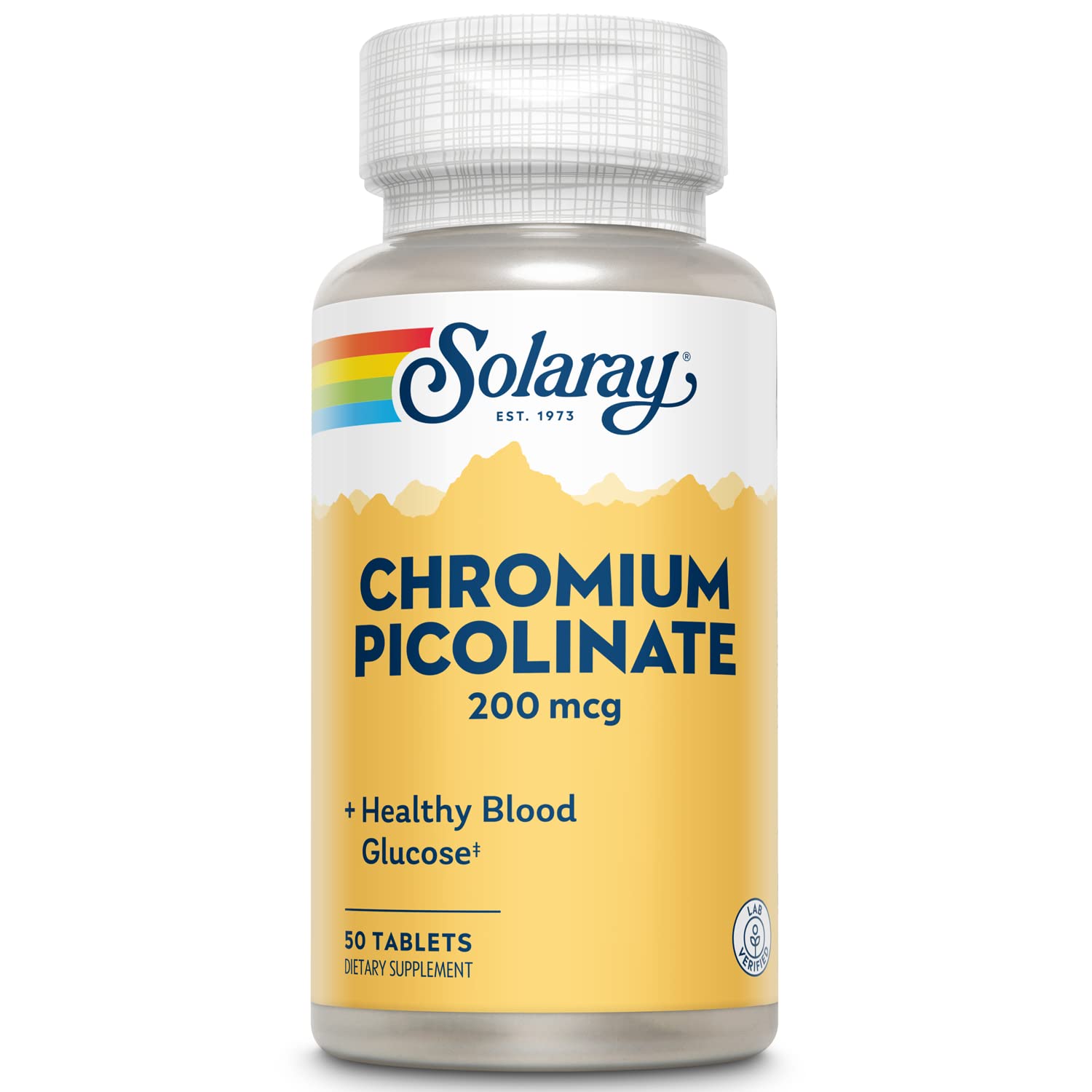 Solaray Chromium Picolinate 200mcg Supplement - 50 Tablets in Plastic Bottle | Supports Blood Sugar Balance & Metabolism - Ideal for Diabetics & Weight Management