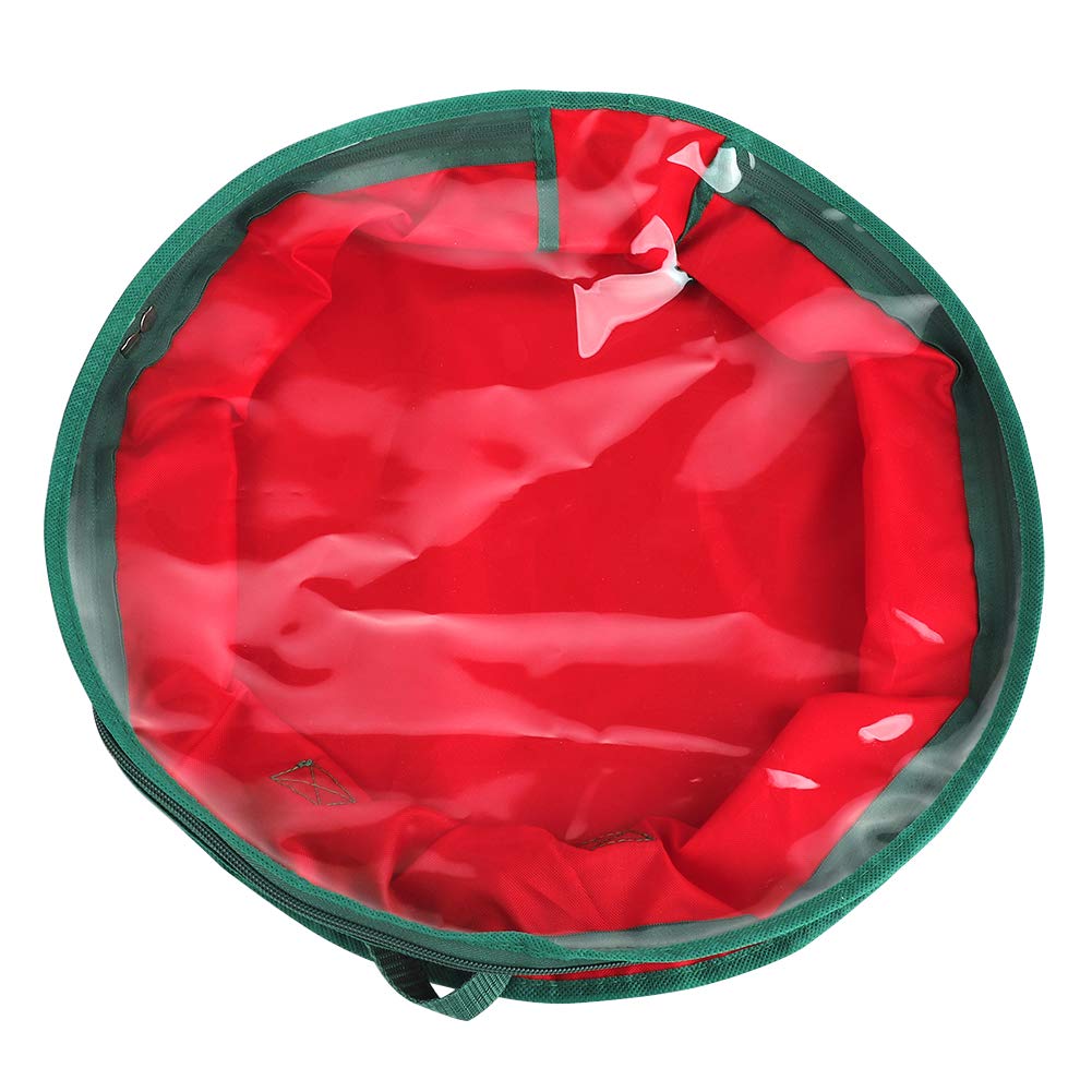 Firlar Christmas Wreath Storage Bag - Clear Window & Dual Zipper Holiday Decor Organizer, Foldable Xmas Garland Container with Handle (15.7 Inch) - Perfect for Storing Wreaths, Garlands & Seasonal Decorations After Holidays