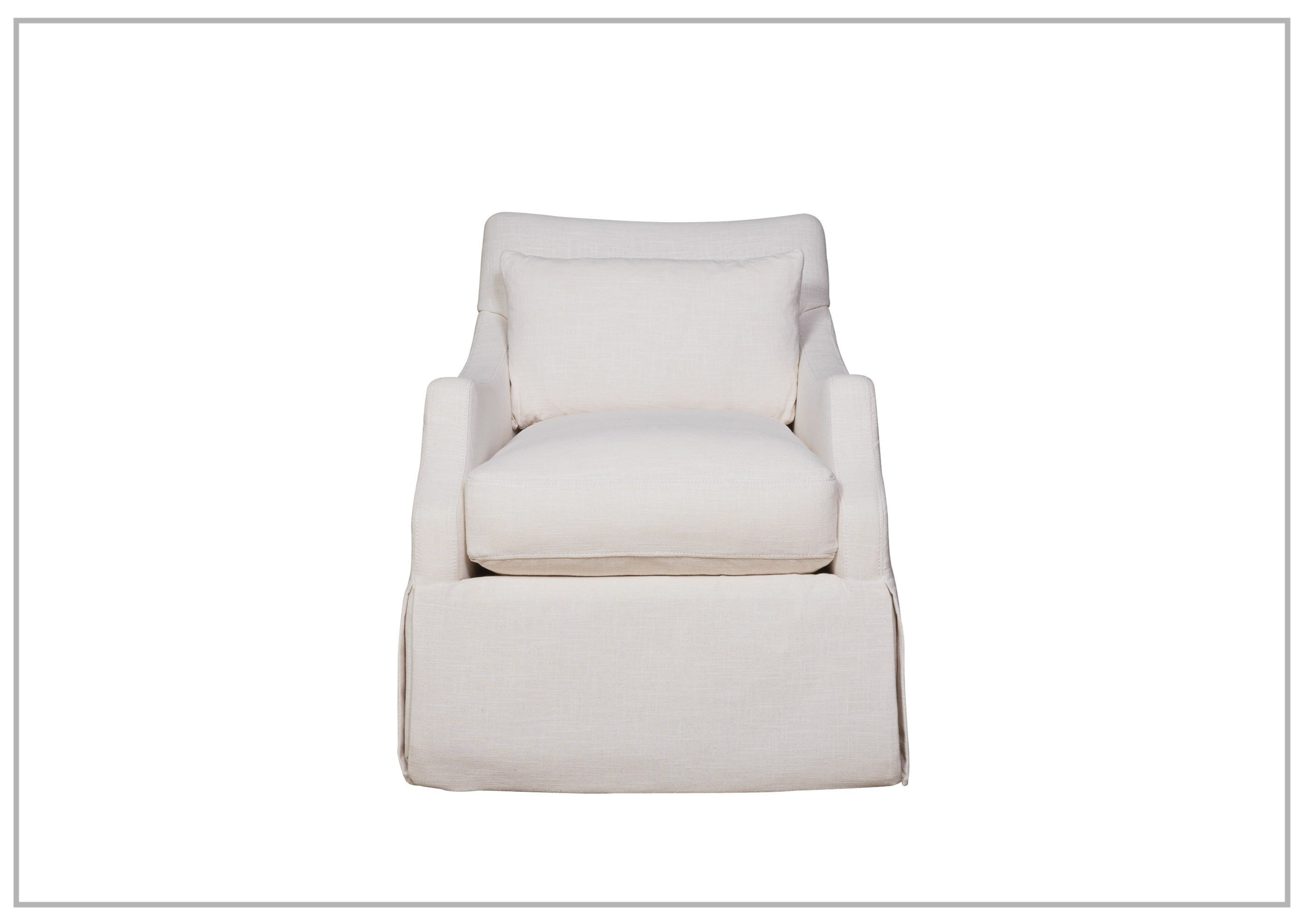 Universal Margaux Swivel Accent Chair - White Fabric Upholstered Living Room Chair with 360° Rotation for Home Office, Bedroom & Lounge Decor